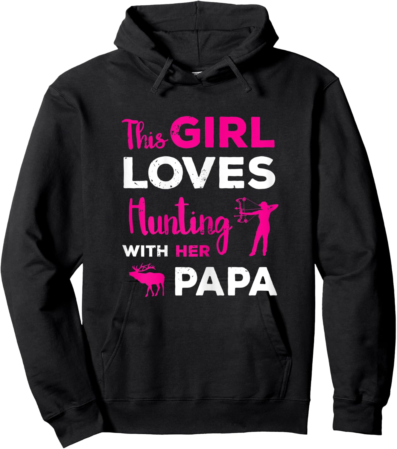 Cute Girls Hunting Gift Papa Daughter Hunting Partner Hunter Hoodie - Hoodie | Black