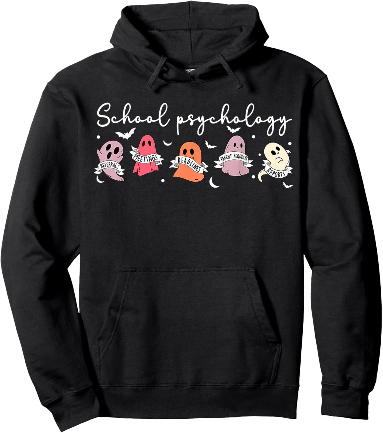 Retro Cute Ghost School Psychologist Halloween Psychologist Hoodie - Hoodie | Black
