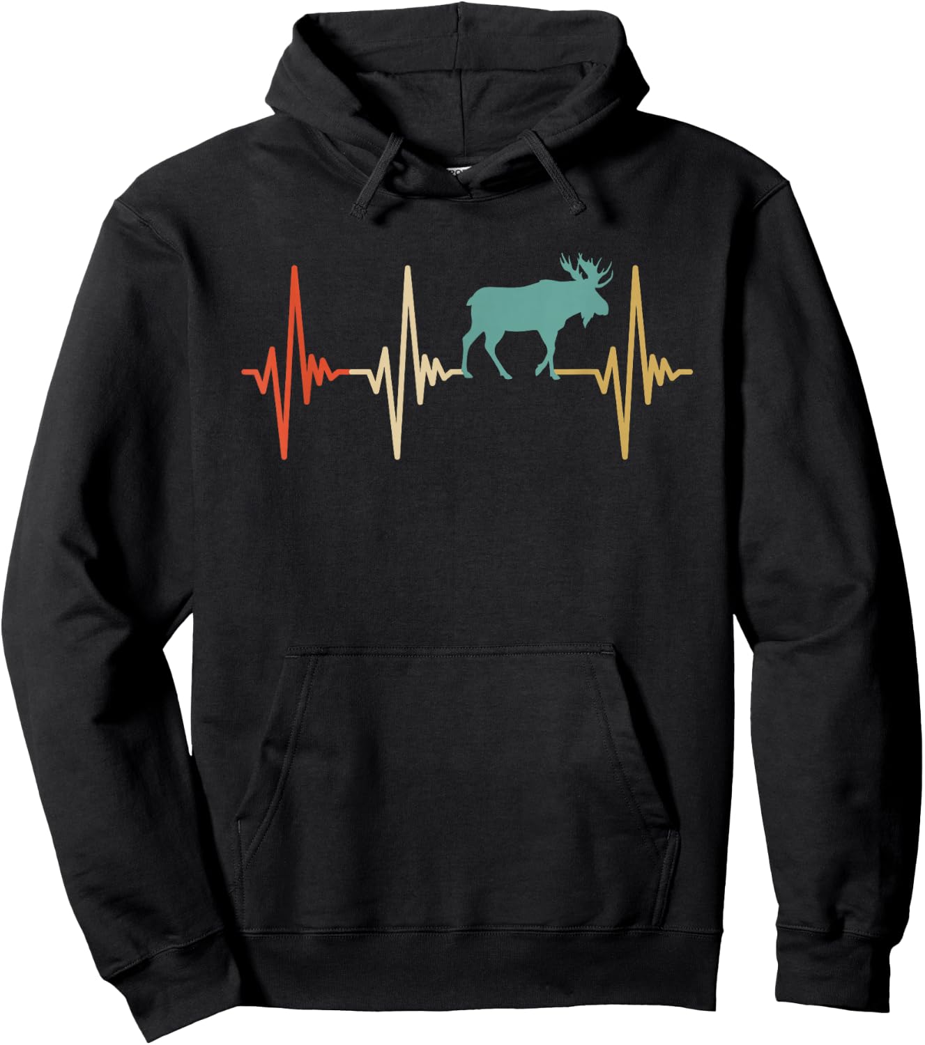 Moose Heartbeat Retro Vintage Design Women Hoodie - Hoodie | Black