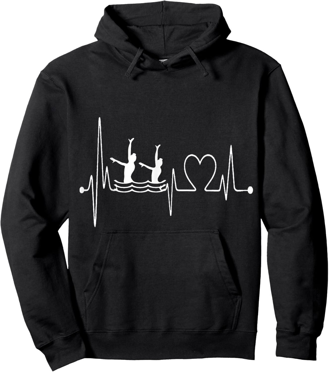 Synchro Swimming Heartbeat EKG Synchronized Swimmer Design Hoodie - Hoodie | Black