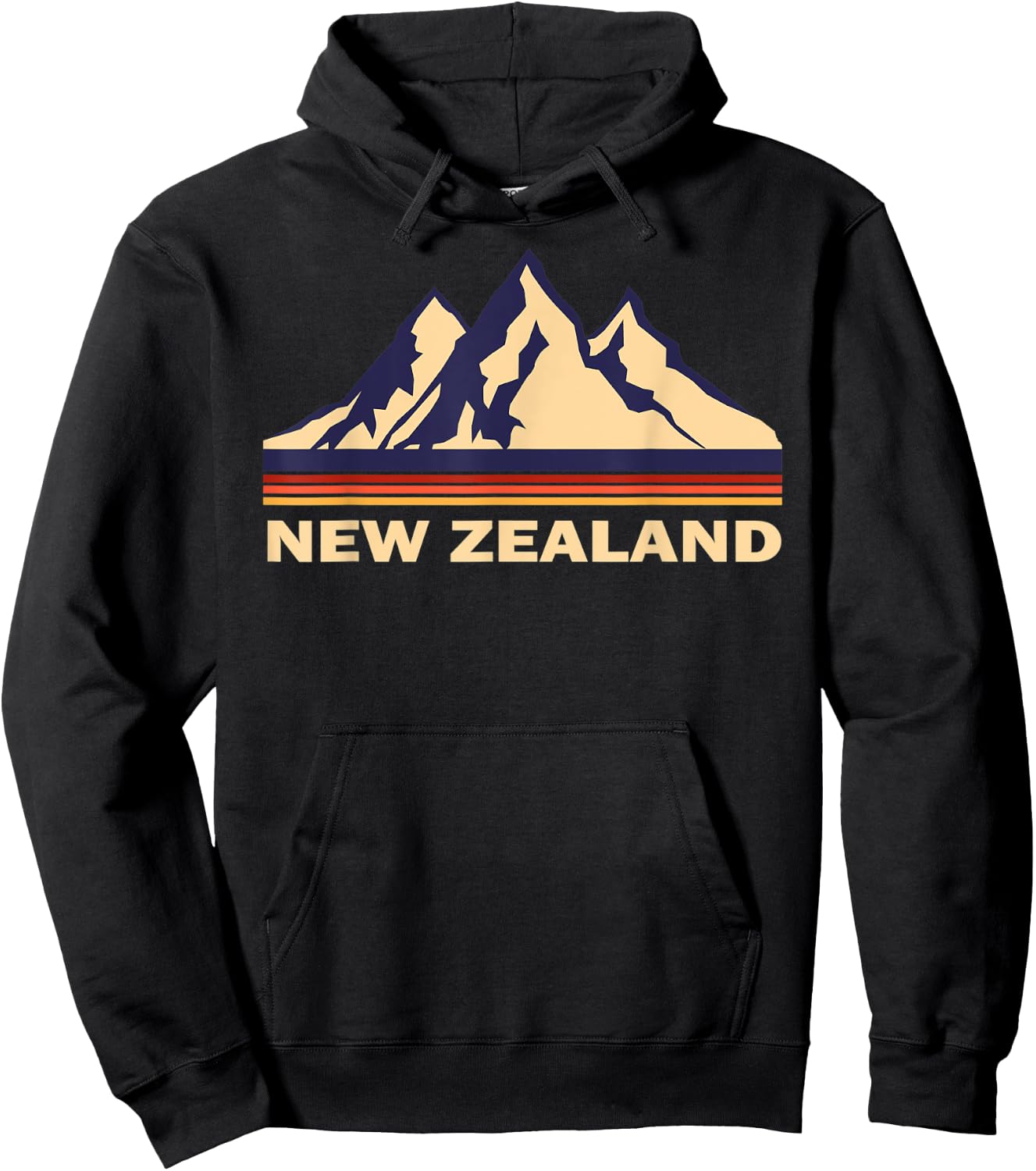 New Zealand Mountains retro Hoodie - Hoodie | Black