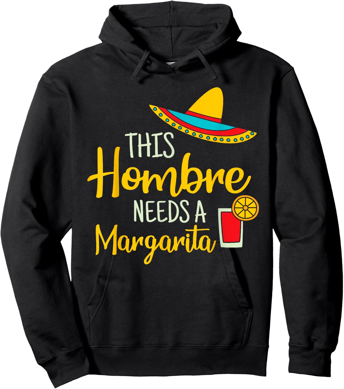Hombre Margarita Mexican Fiesta Funny Cinco de Mayo Hoodie - Hoodie | Black