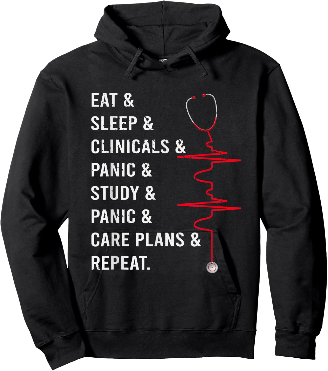Eat Sleep Clinicals Panic Study Repeat Nurse Hoodie - Hoodie | Black