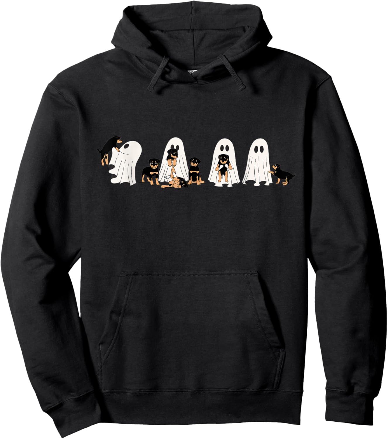 Funny Witch Rottweiler Dog Ghosts In Boo Sheet Halloween Hoodie - Hoodie | Black