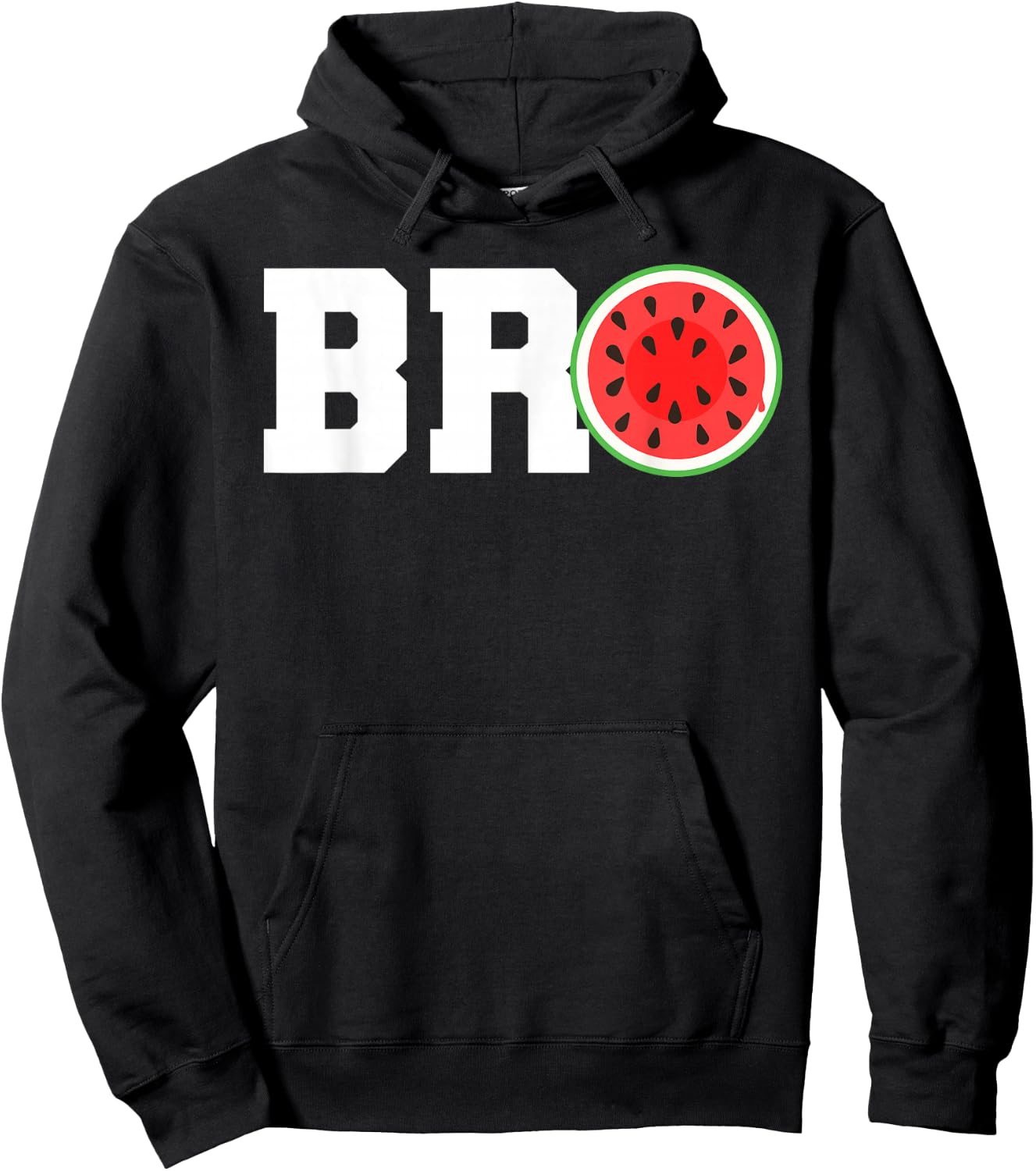 Funny Watermelon Bro Cute Summer Vacation Brother Sibling Hoodie - Hoodie | Black