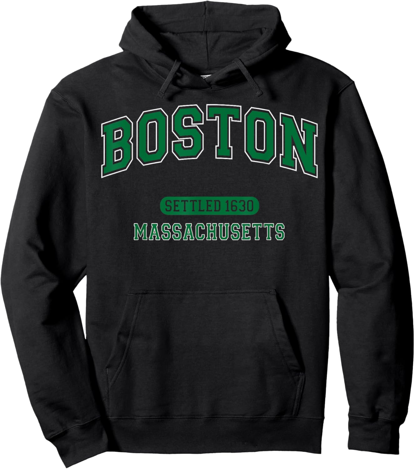 Boston Massachusetts Settled 1630 Vintage Sports Green Hoodie - Hoodie | Black