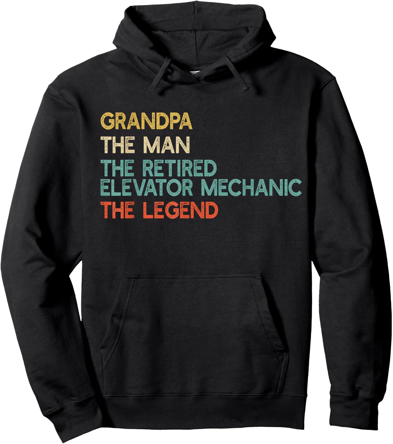 Grandpa The Man The Retired Elevator Mechanic Legend Hoodie - Hoodie | Black