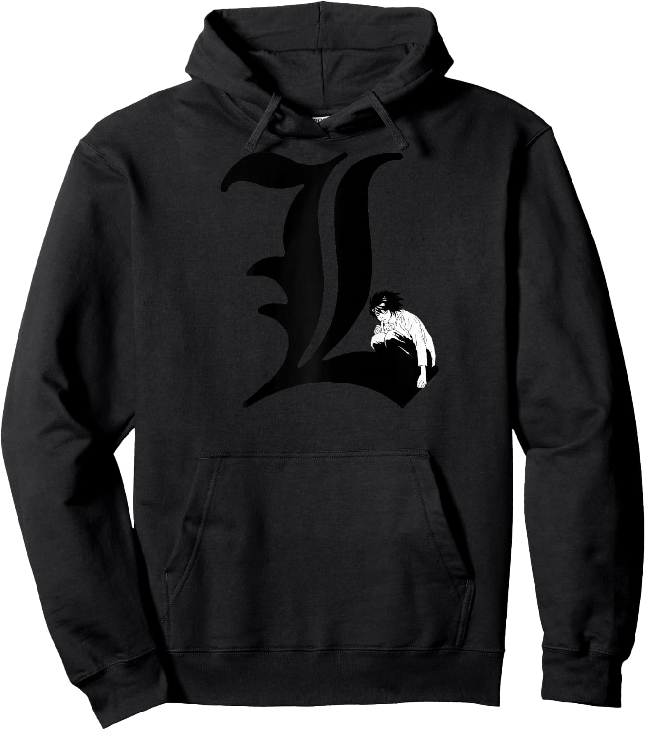 Death Note L Symbol Anime Raglan Baseball Hoodie - Hoodie | Black