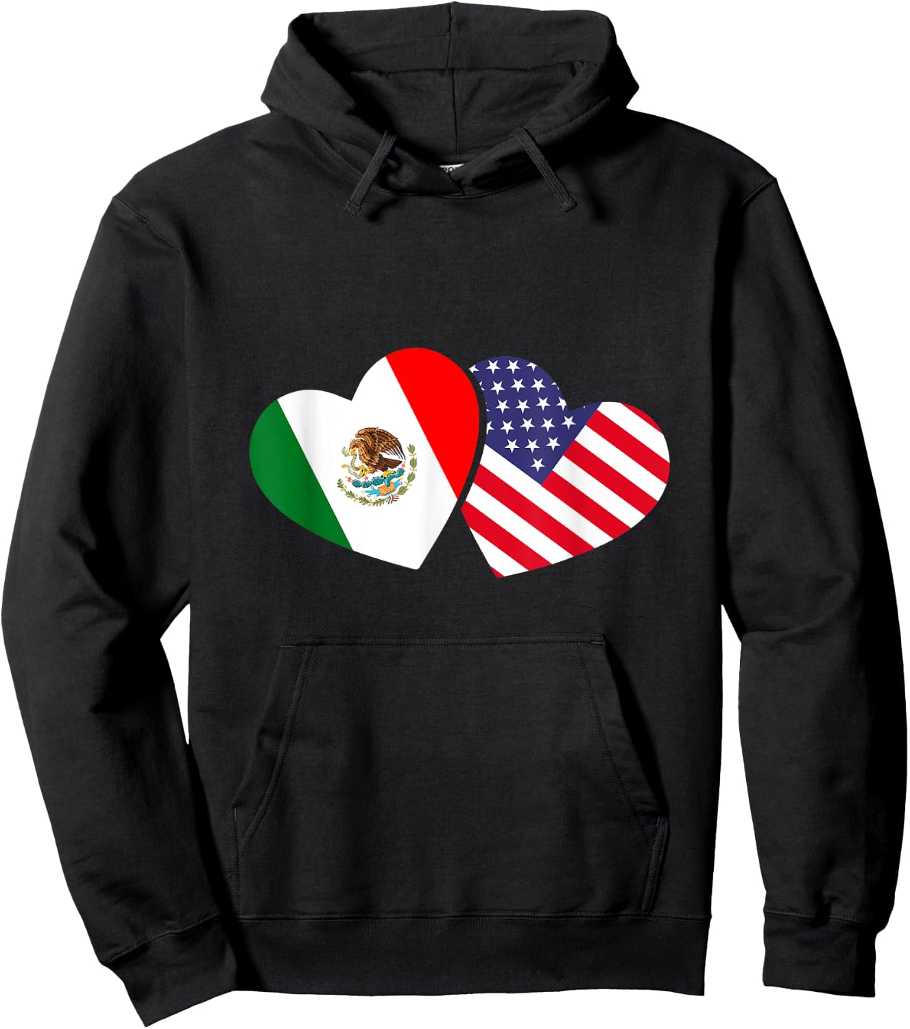 Mexican USA Flag Hearts Mexico Hoodie - Hoodie | Black