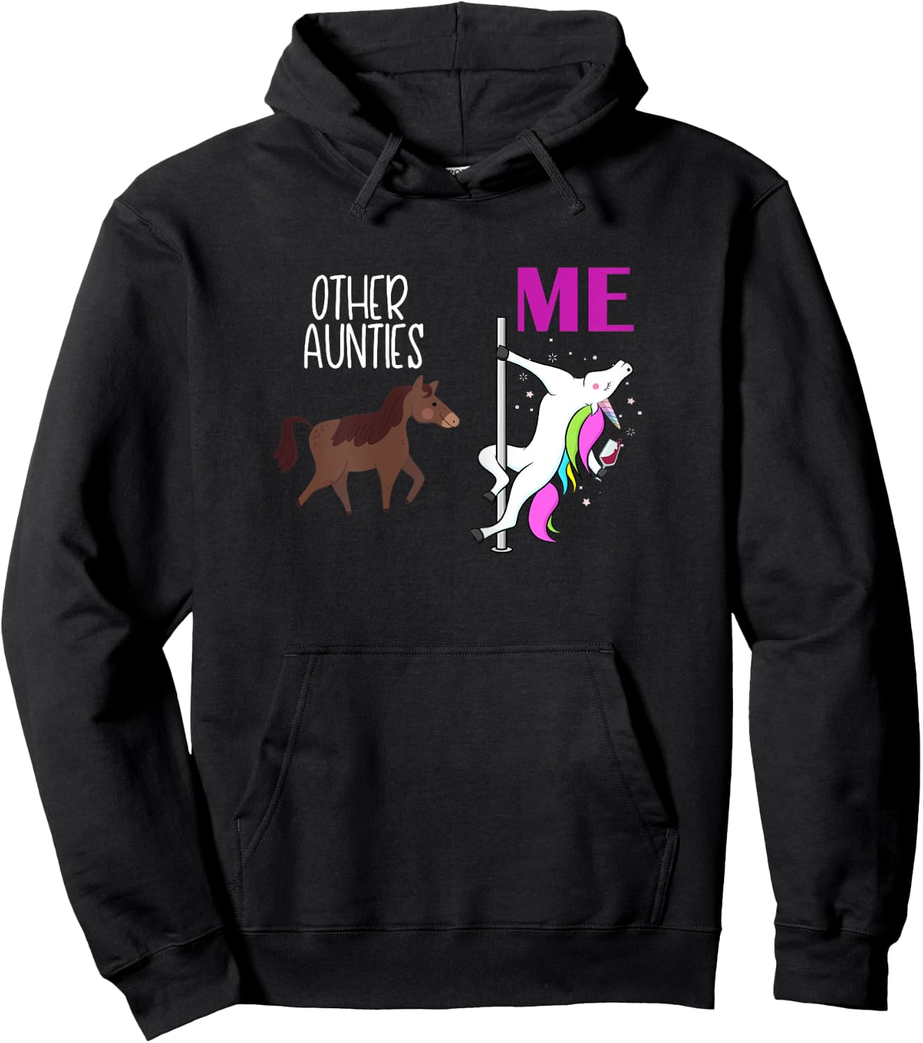 Other Aunties Me Unicorn Aunt Wine Lover Hoodie - Hoodie | Black
