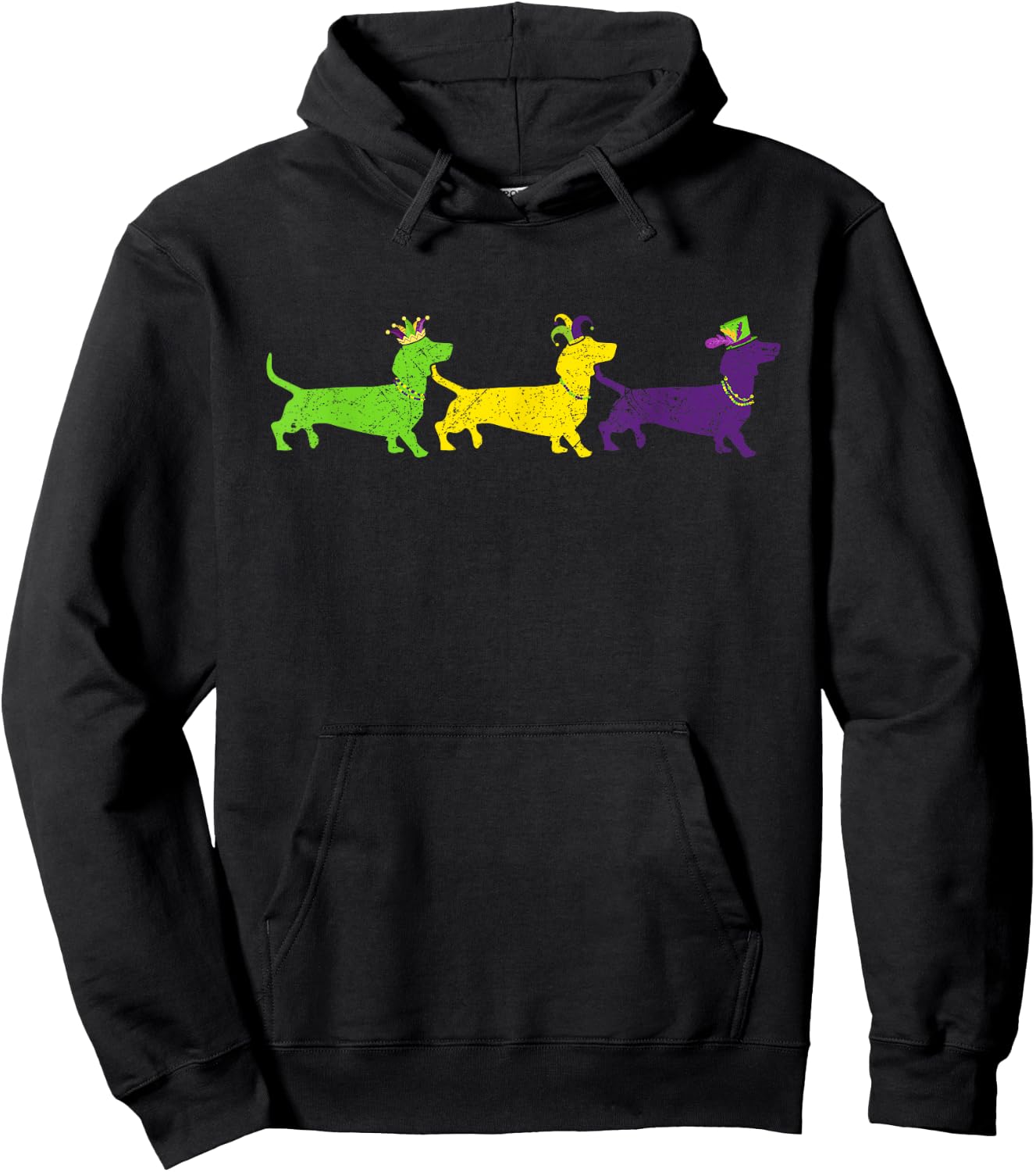 Funny Mardi Gras Dachshund Beads Gift Dog Dad Dog Mom Hoodie - Hoodie | Black