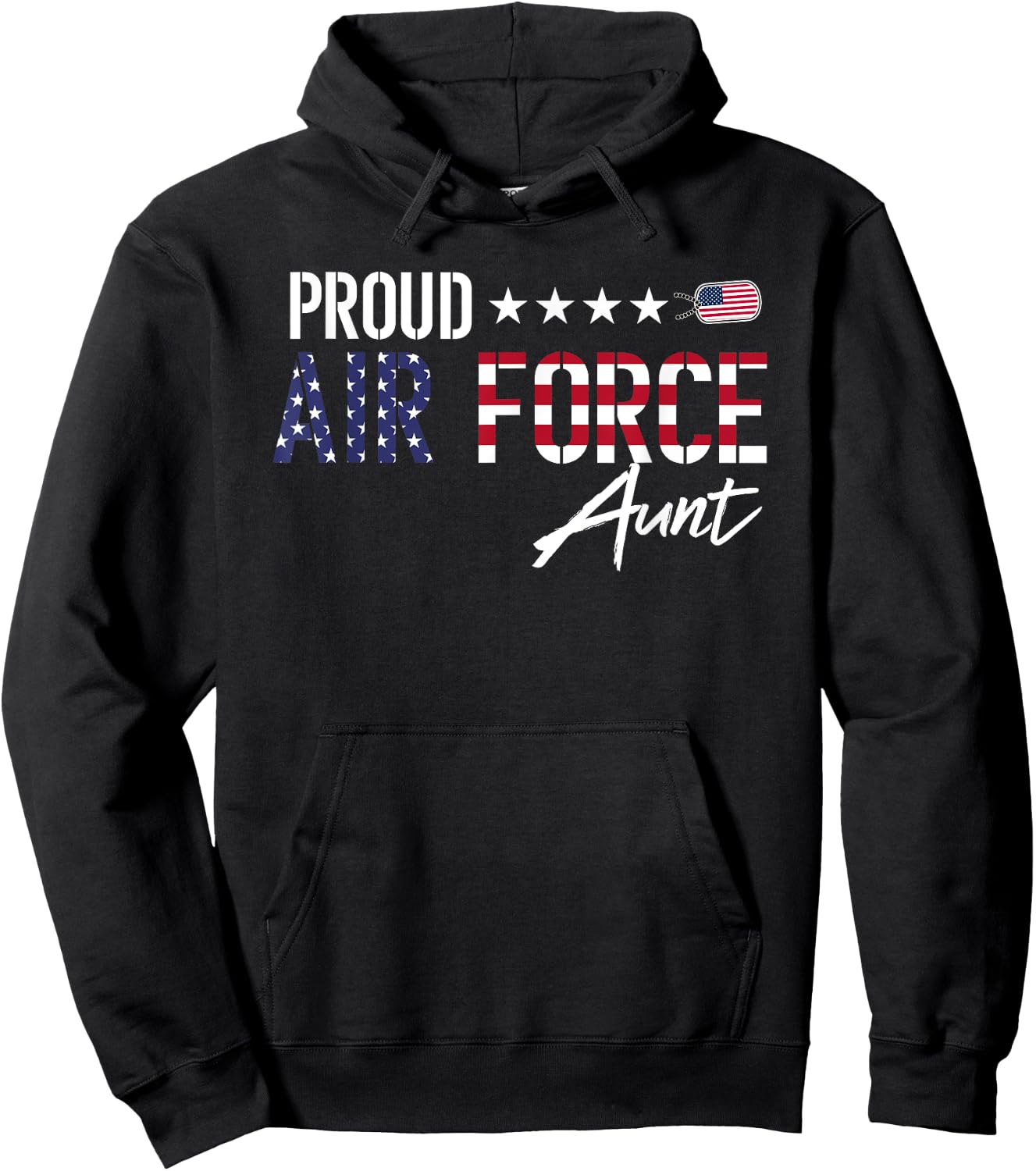 US Flag Proud Air Force Aunt Hoodie - Hoodie | Black