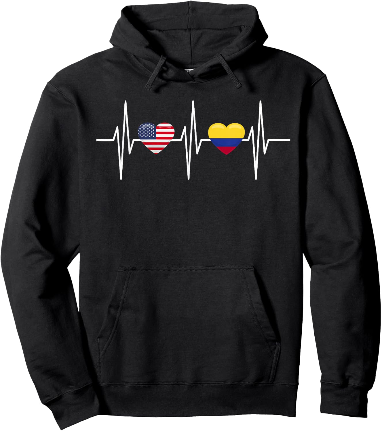 USA Colombia Shirt Heartbeat America Colombian Flag Heart Hoodie - Hoodie | Black