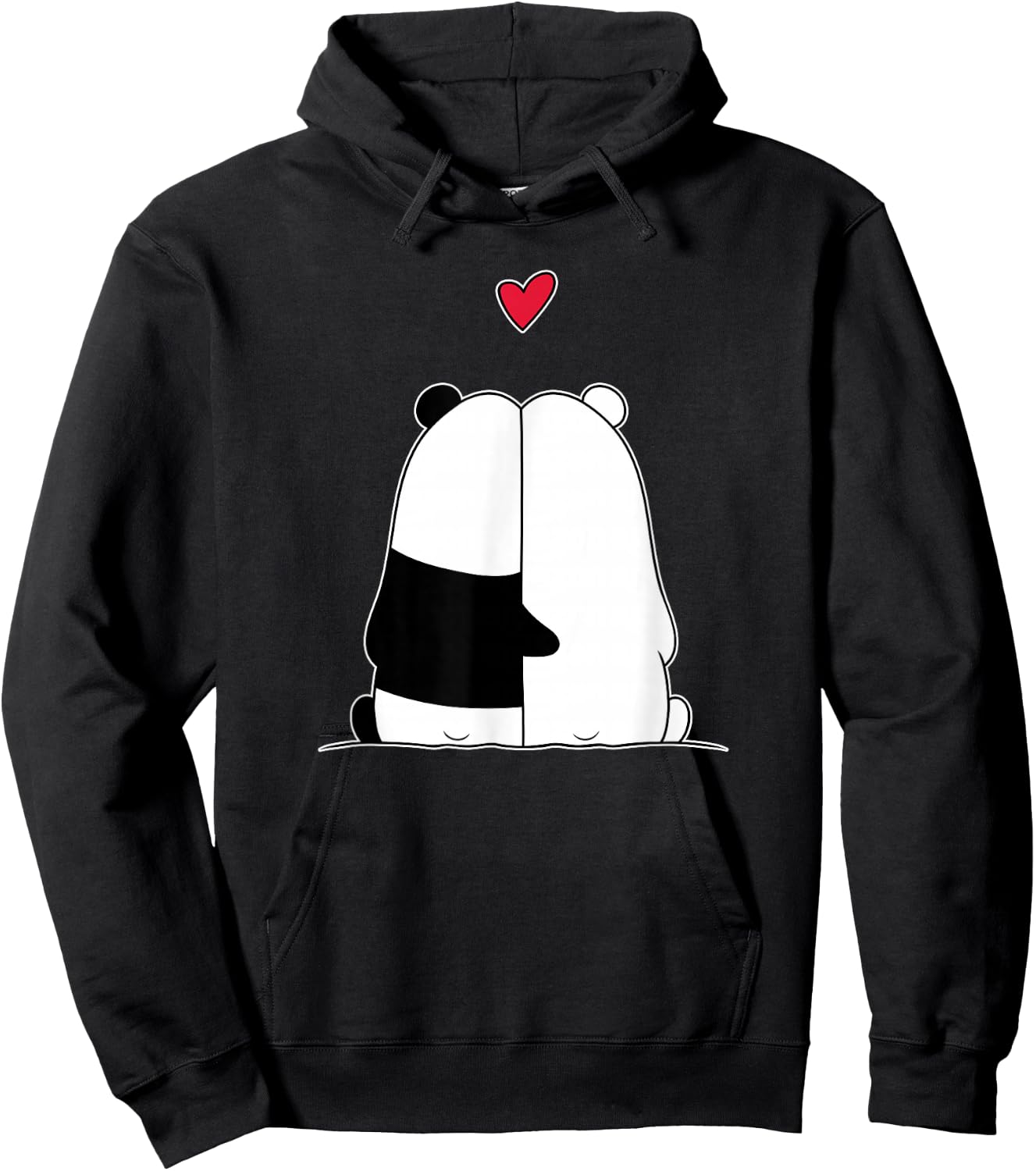 Couples Valentines Polar Bear Panda Bear Hoodie - Hoodie | Black