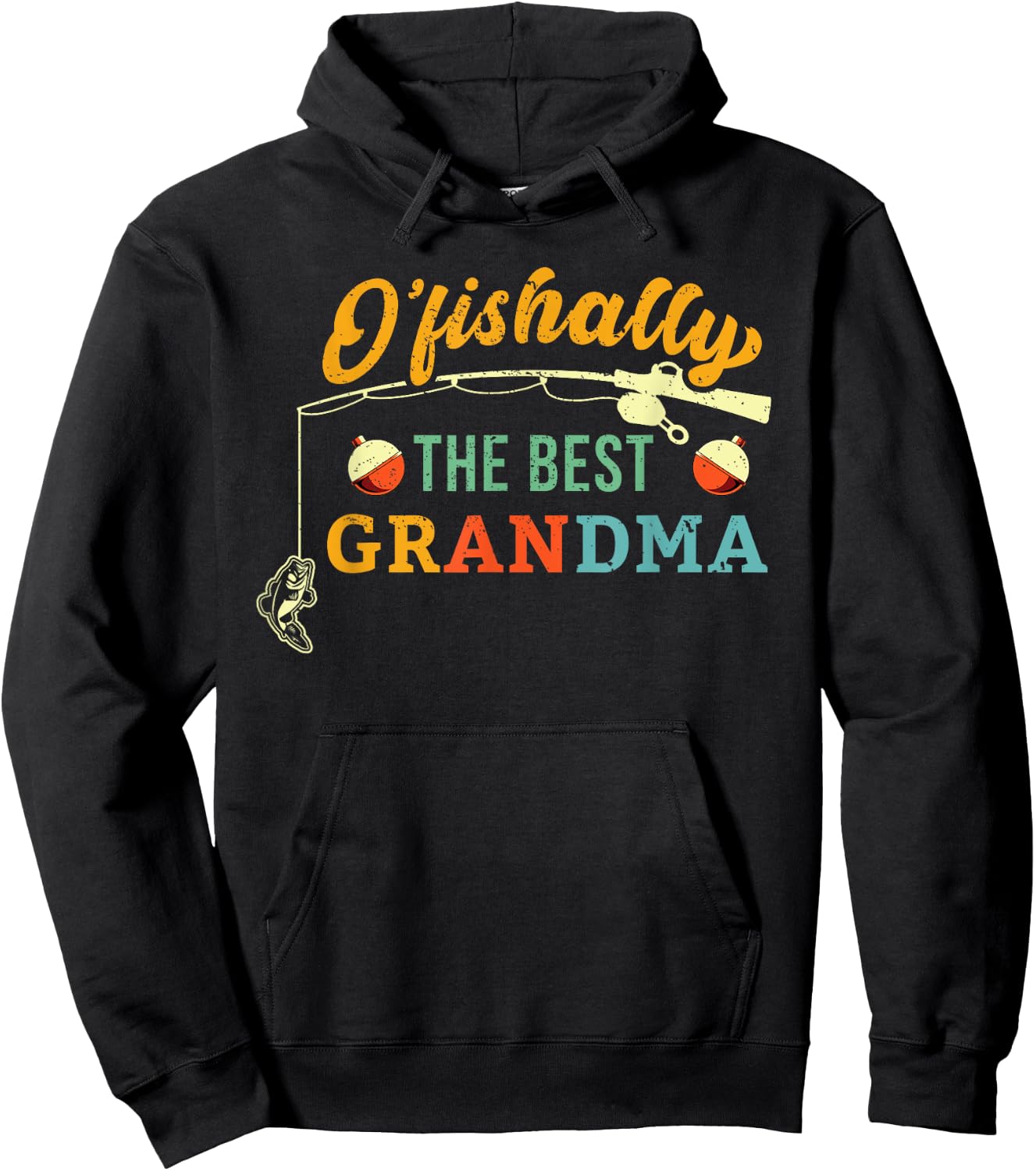 Ofishally Best Grandma Fishing Cute Grandmother Fisherwoman Hoodie - Hoodie | Black