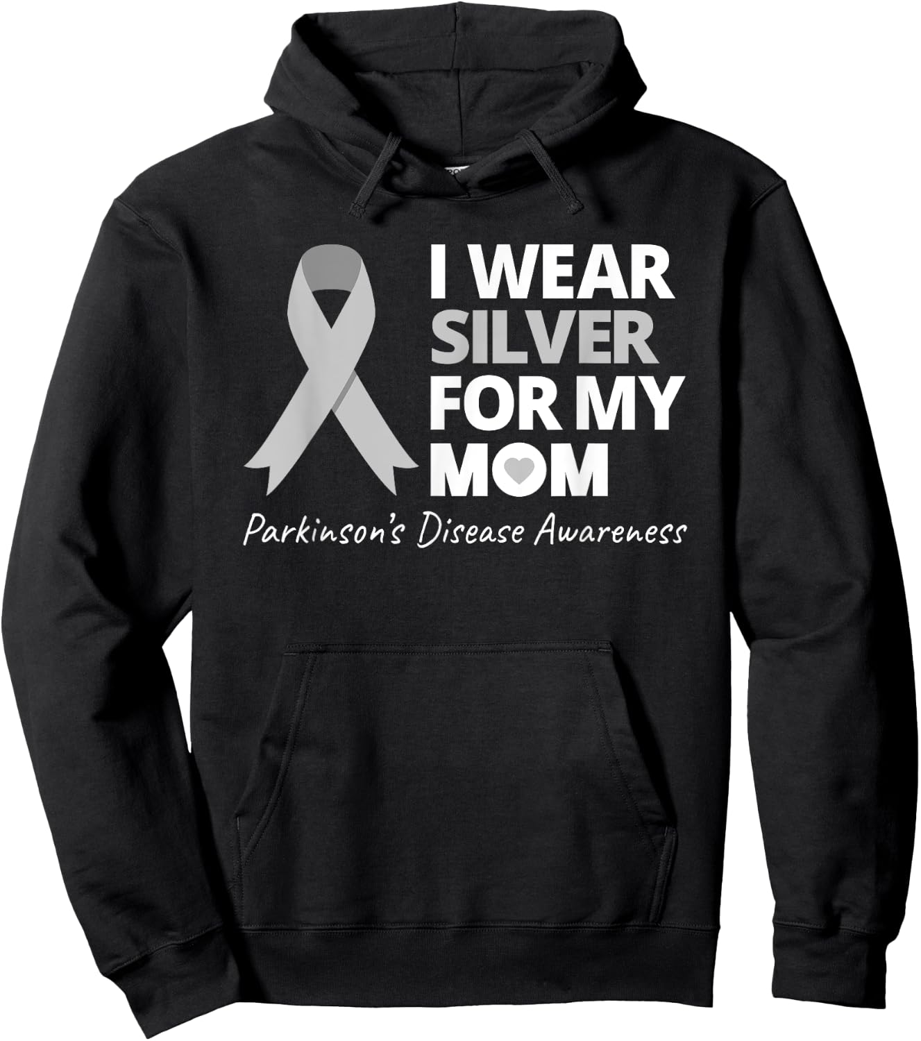 I Wear Silver For My Mom T Shirt Parkinsons Awareness Love Hoodie - Hoodie | Black