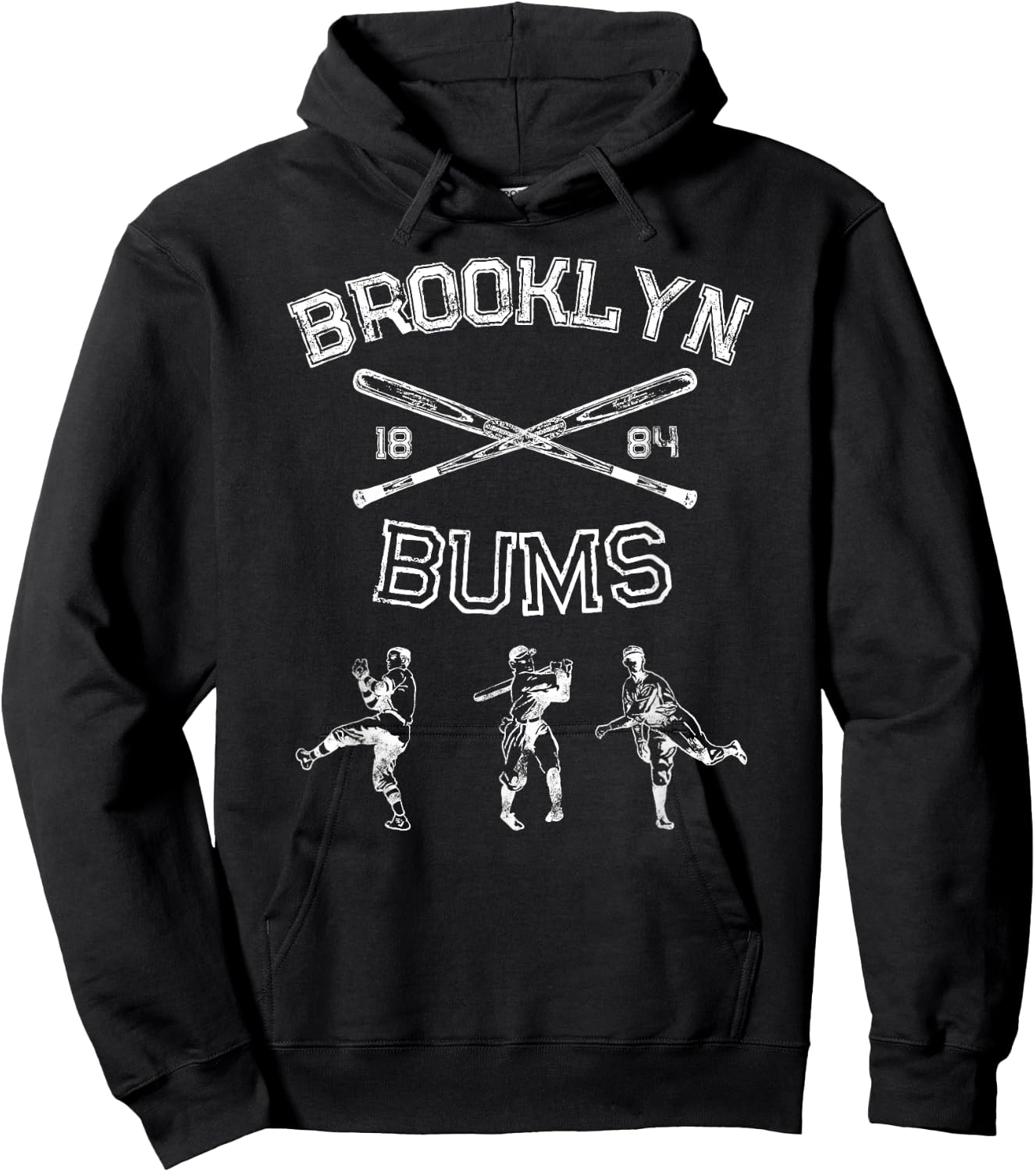 Classic Brooklyn Bums New York Baseball Fan Retro Vintage Hoodie - Hoodie | Black