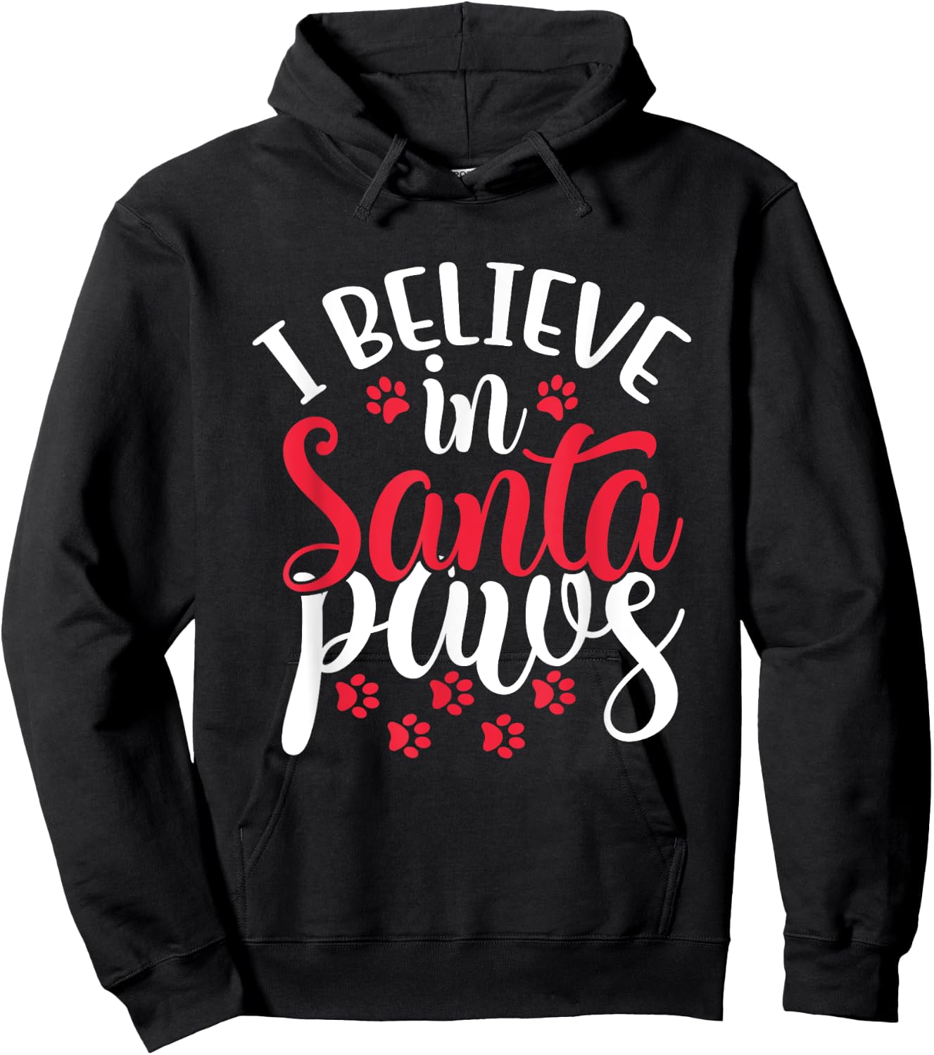 I Believe in Santa Claus Paws Cat Dog Paw Prints Women Kids Hoodie - Hoodie | Black