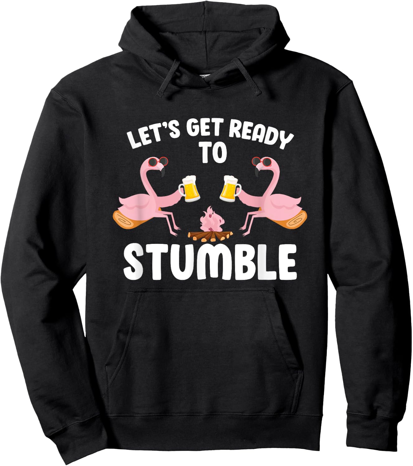 Let's Get Ready To Stumble Camping Flamingo Beer Campfire Hoodie - Hoodie | Black