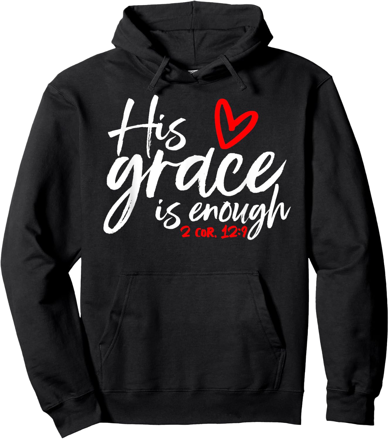 2 Corinthians 12:9 - His Grace is Enough Heart Graphic Hoodie - Hoodie | Black