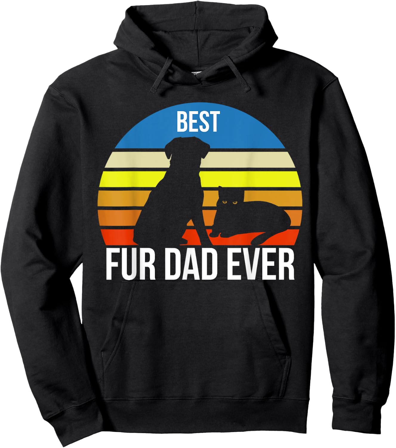 Best Fur Dad Ever Vintage Retro Dog and Cat Owner Funny Hoodie - Hoodie | Black