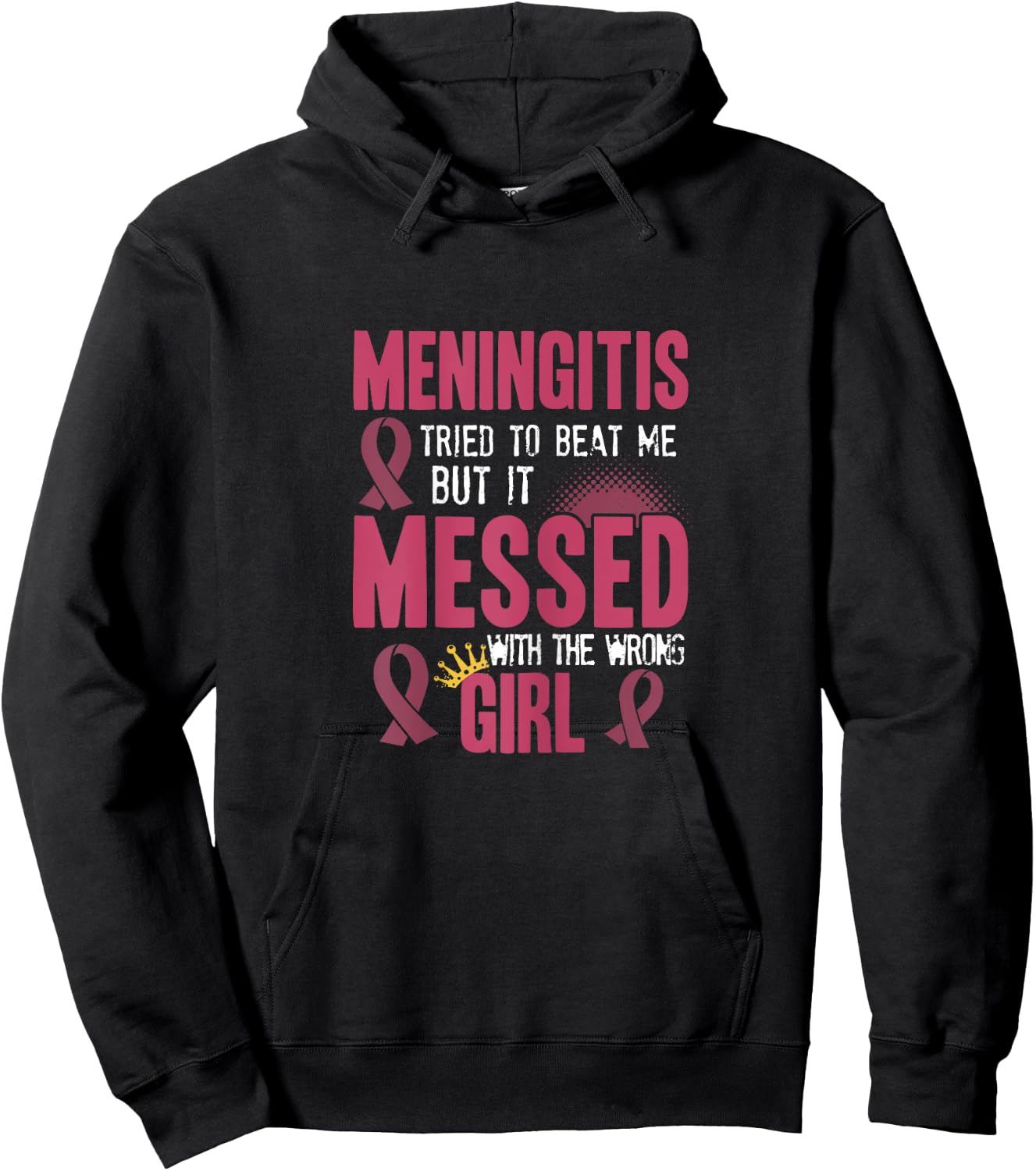 Meningitis Awareness survivor Girl Burgundy Ribbon Hoodie - Hoodie | Black