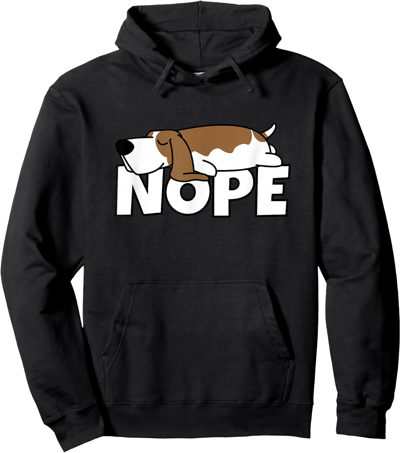 Lazy Basset Hound Cute Dog Nope Hoodie - Hoodie | Black