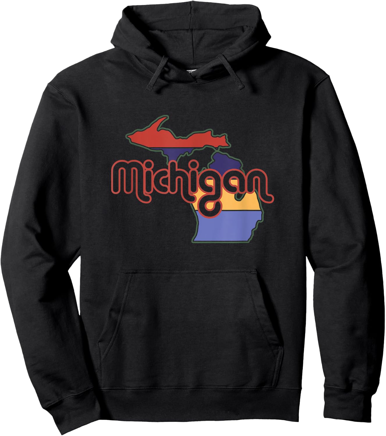 70s Retro Style Upper Peninsula Great Lake State Michigan Hoodie - Hoodie | Black