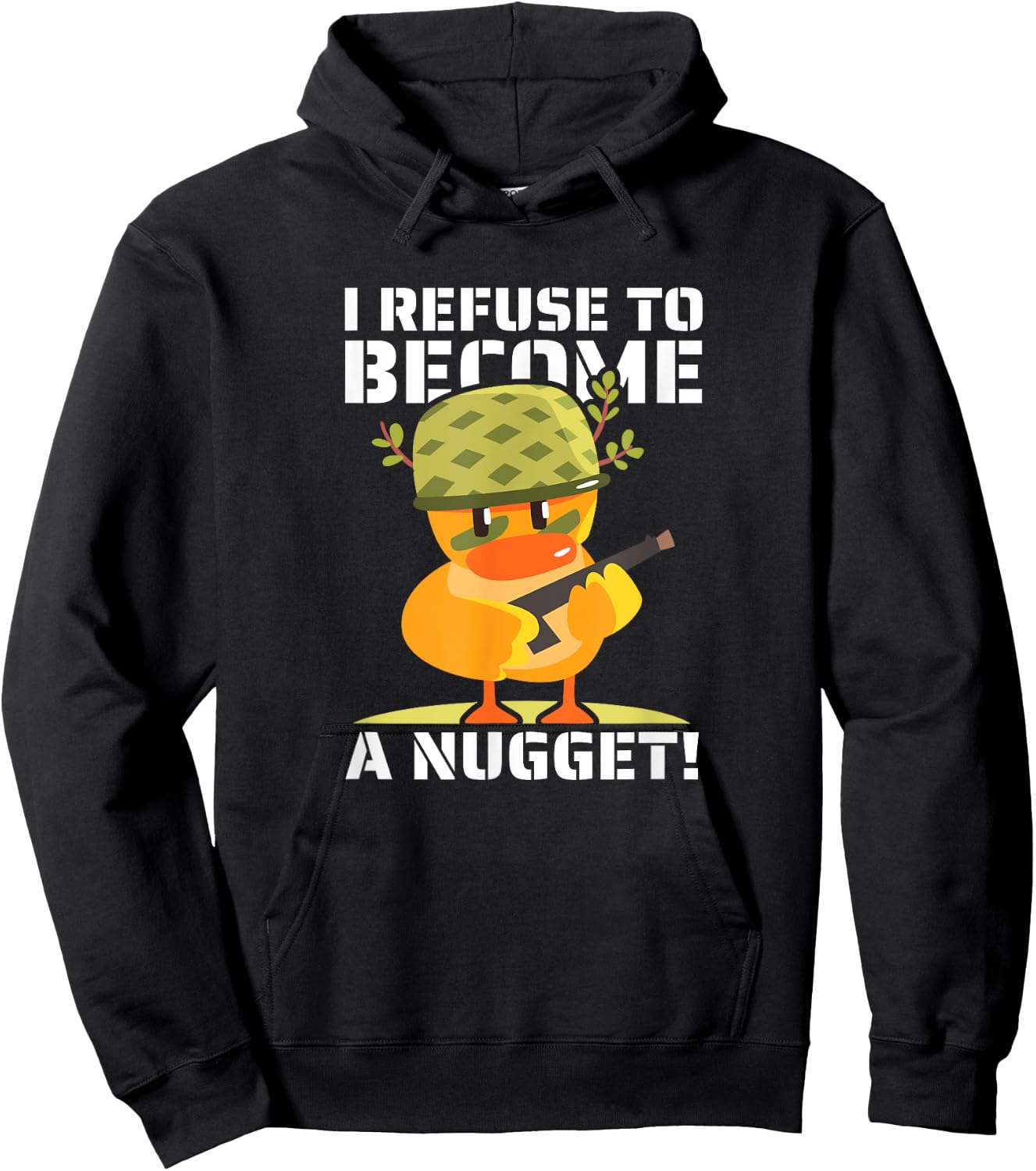 I Refuse To Become a Nugget! Kawaii Armed Chicken Hilarious Hoodie - Hoodie | Black