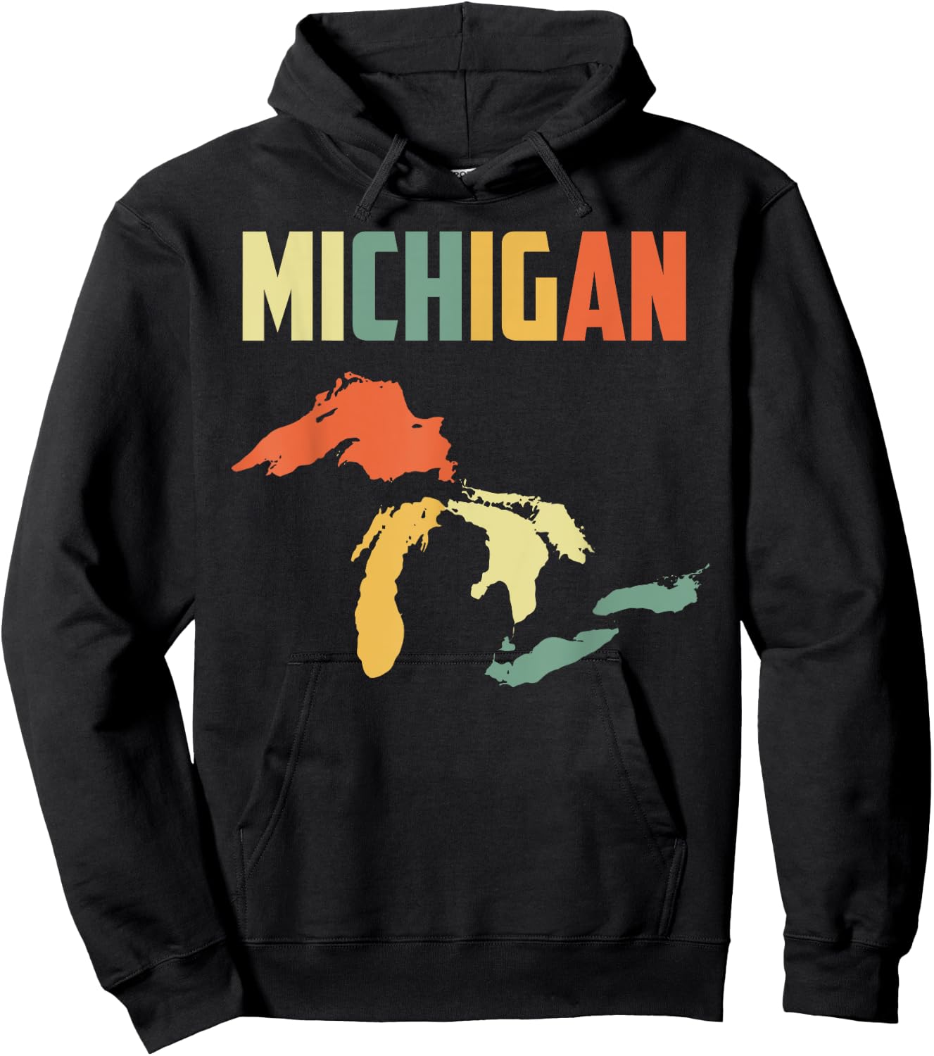 The Great Lakes Largest Water Retro Color Michigan MI Pride Hoodie - Hoodie | Black