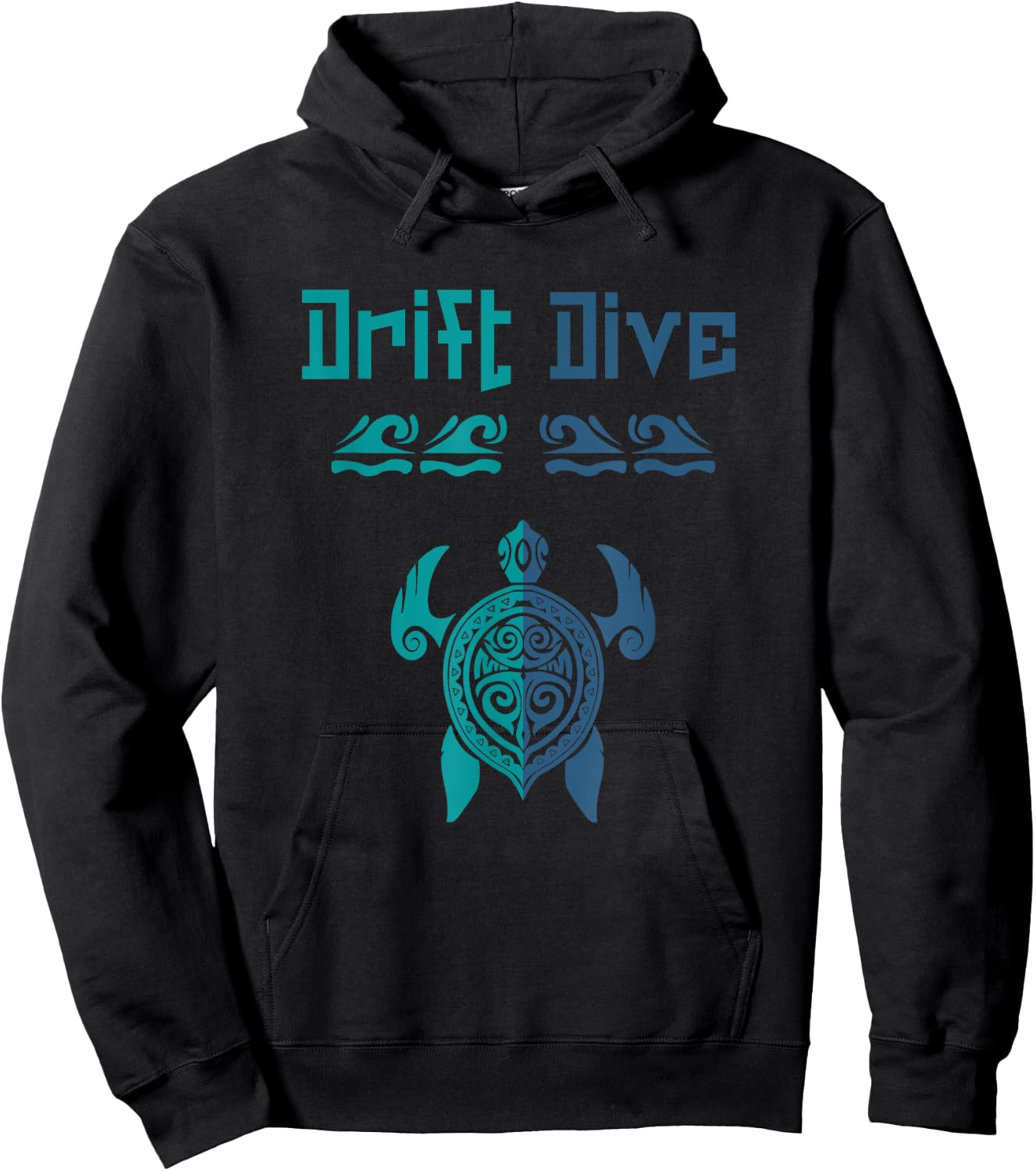 Drift Dive Polynesian Turtle - Funny Scuba Diving Hoodie - Hoodie | Black