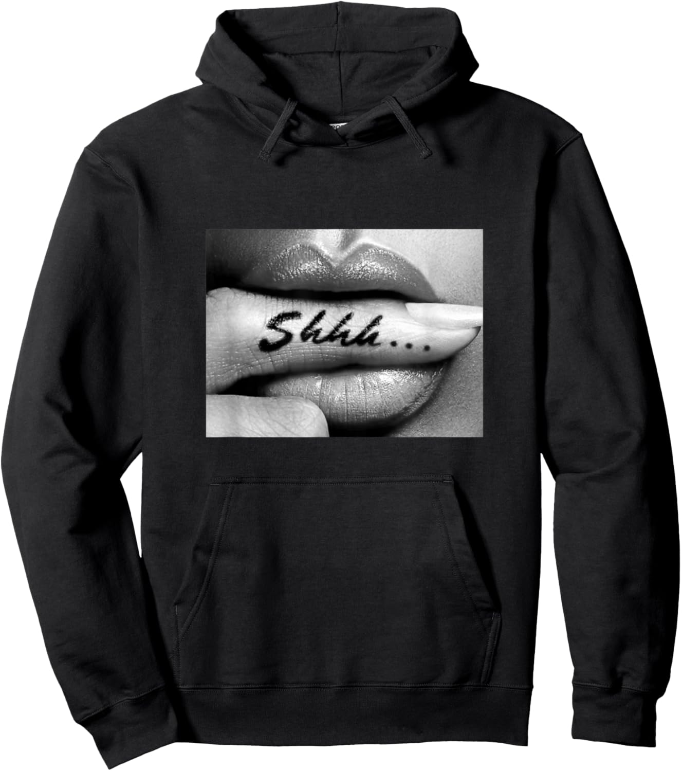 Shhh... Finger Lips Sexy Finger in Mouth Hoodie - Hoodie | Black