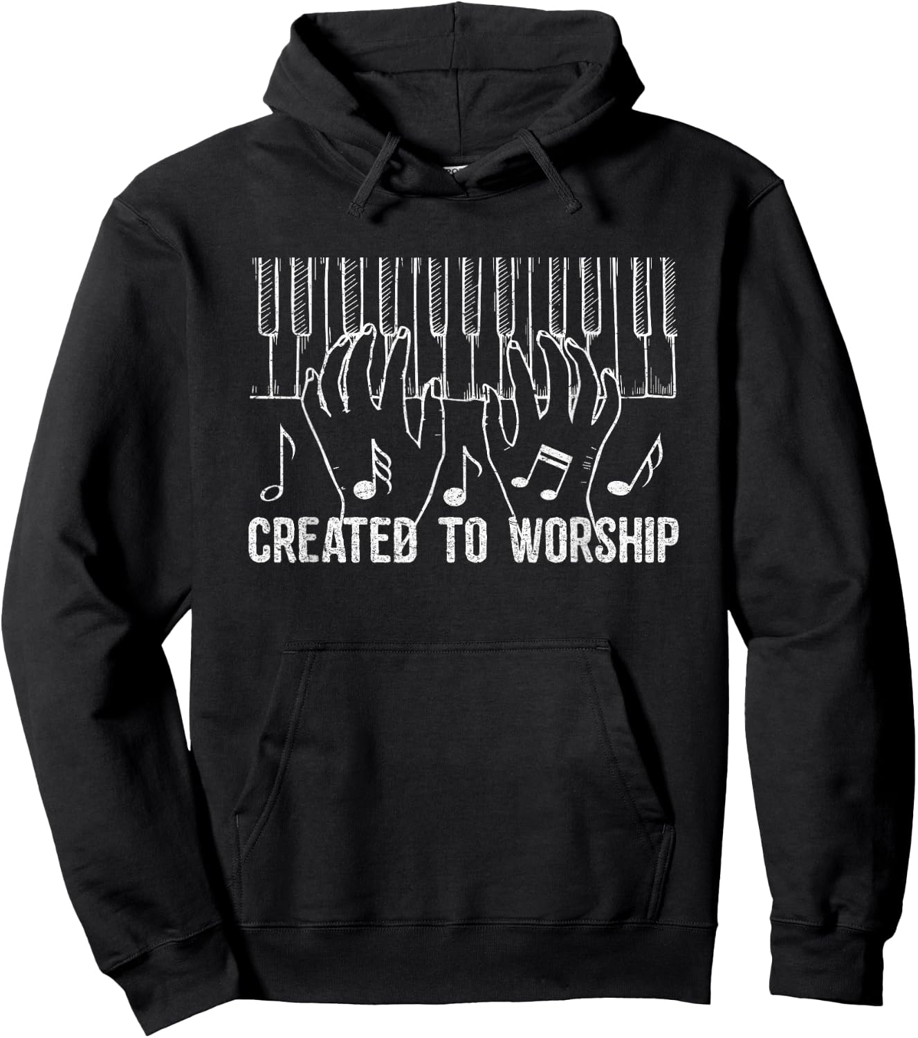 Created to Worship Piano Keyboard Gift Hoodie - Hoodie | Black