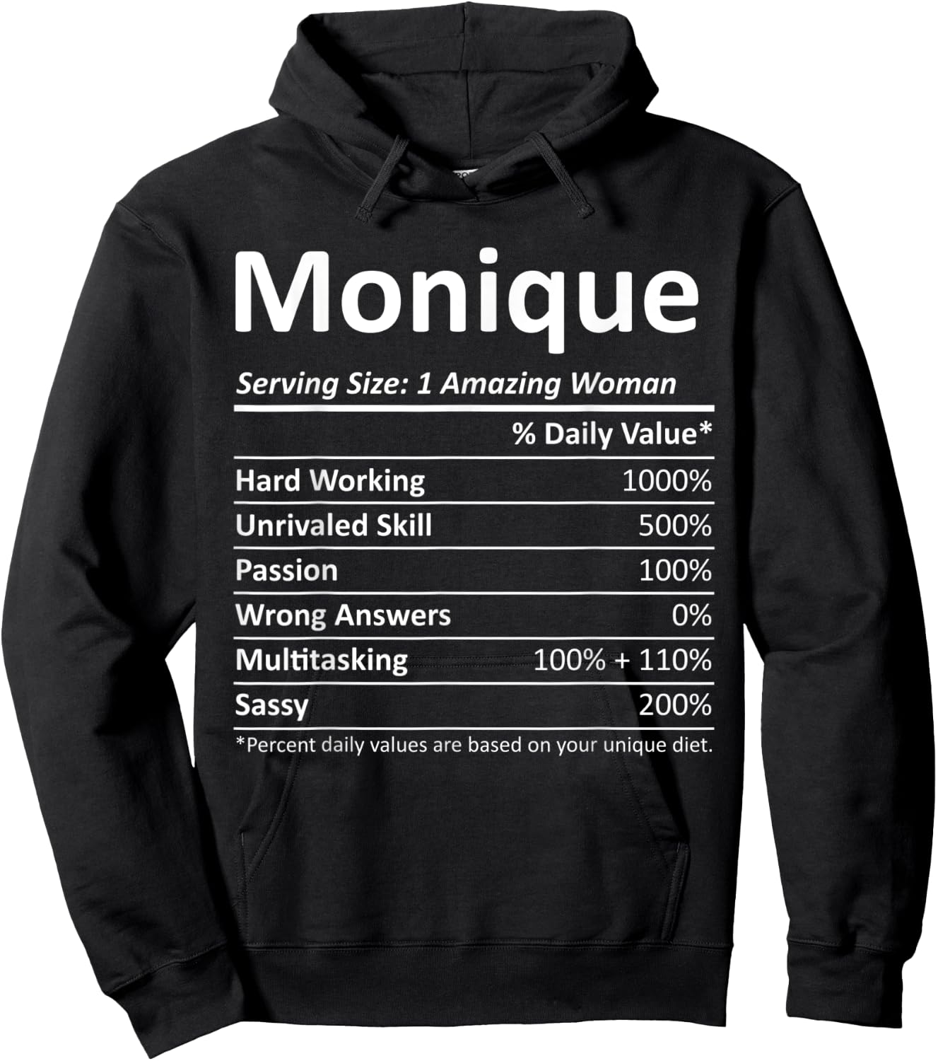MONIQUE Nutrition Personalized Name Funny Christmas Gift Hoodie - Hoodie | Black