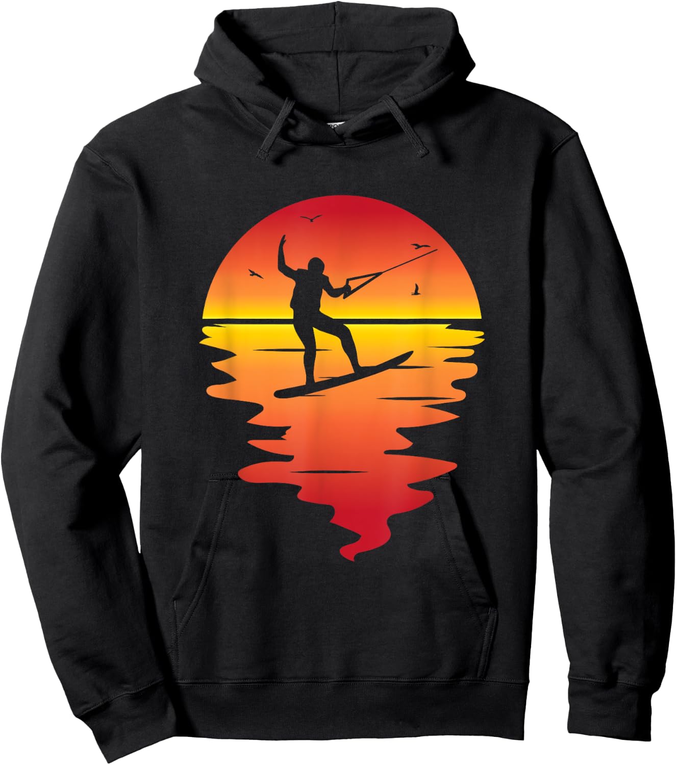 Cool Sunset Wakeboarding Graphic For Wakeboard Lovers Hoodie - Hoodie | Black