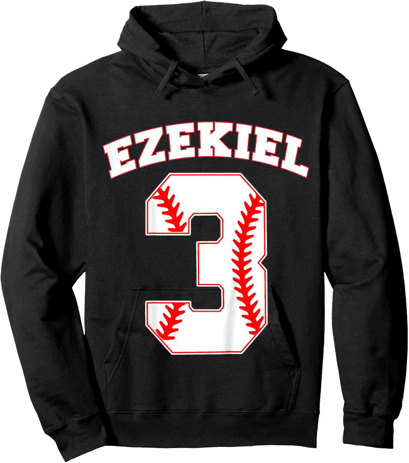 Kids Ezekiel Baseball Name Three Years 3rd Birthday Number Boys Hoodie - Hoodie | Black