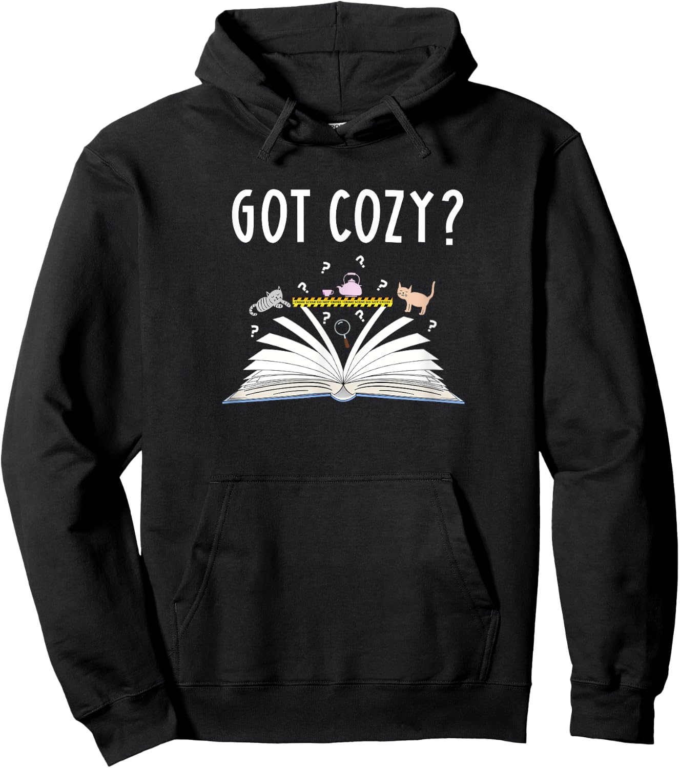 Cozy Cat Mystery Book Lover Reading Nerd Cute Bookish Reader Men Women Kids Hoodie - Hoodie | Black