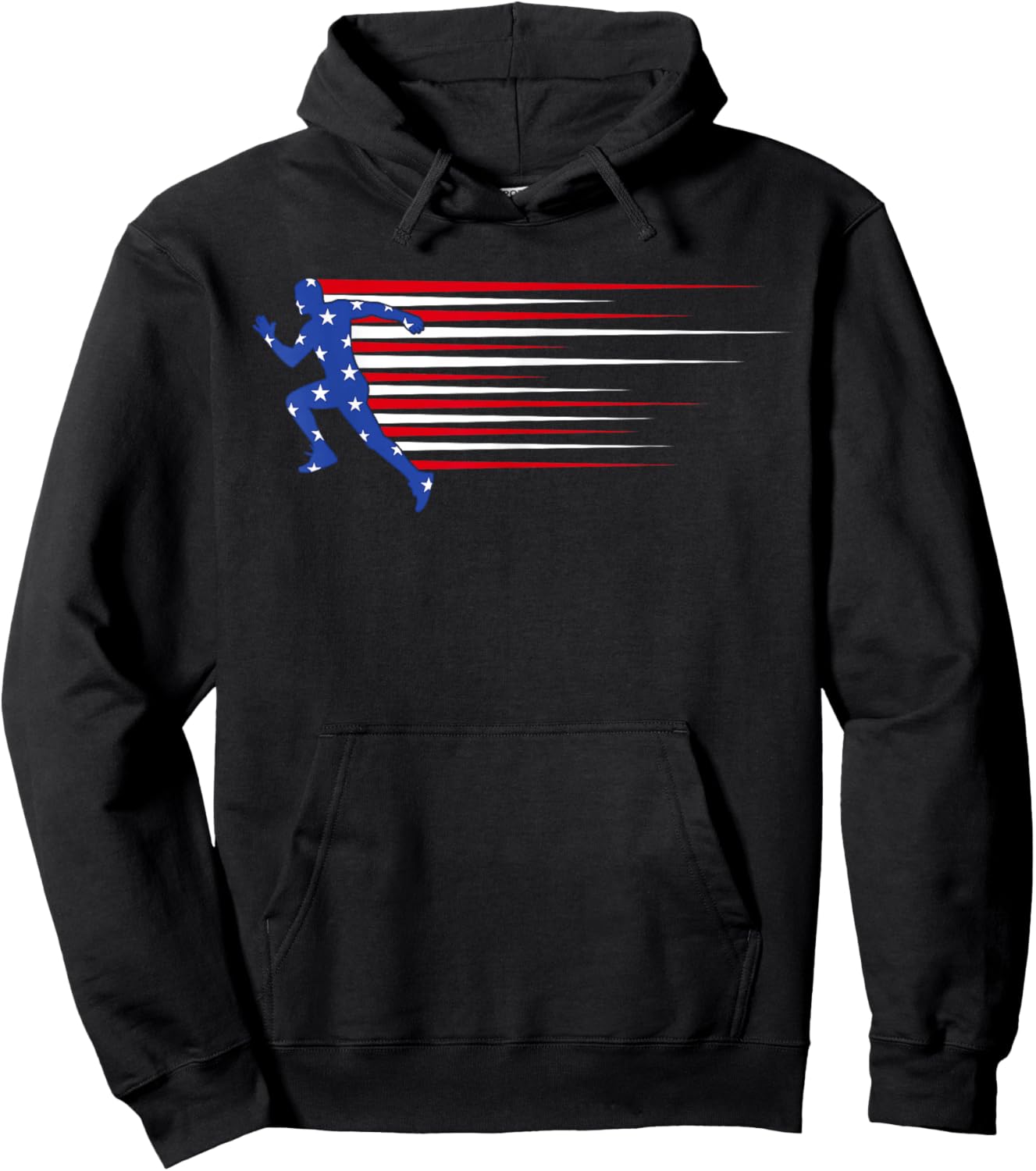 American Flag Track And Field 4th of July Running Athlete Hoodie - Hoodie | Black