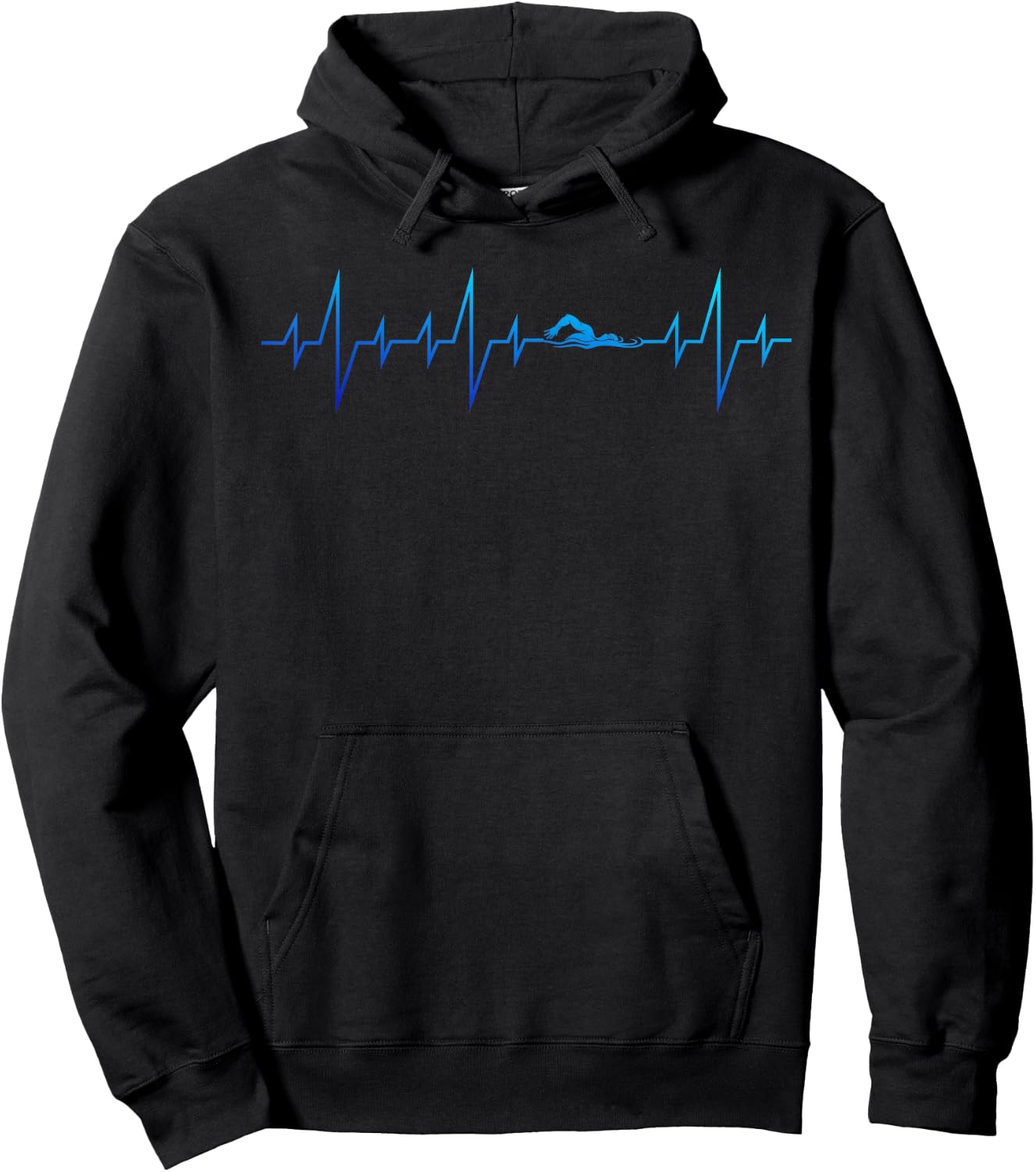 Sports Swimming Club Hobby Swimmer Heartbeat Swimming Hoodie - Hoodie | Black
