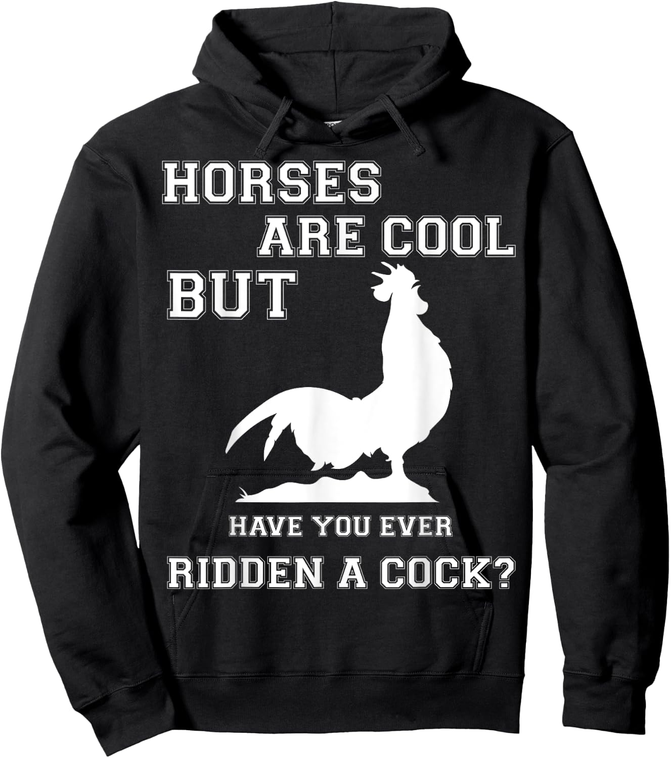 Horses are cool but have you ever ridden a Cock? Men Funny Hoodie - Hoodie | Black
