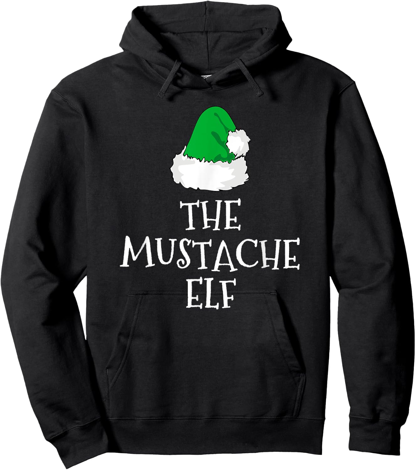 I'm The Mustache Elf Christmas Funny Pajama Hoodie - Hoodie | Black