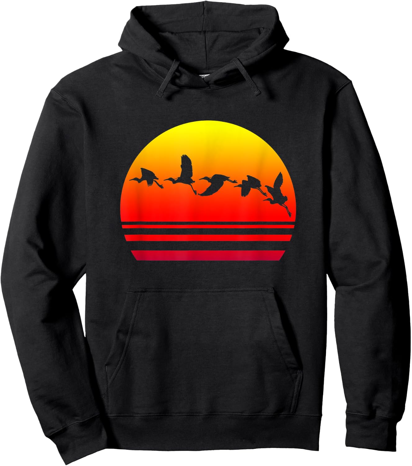 Cranes in the Sunset, Wetlands Hoodie - Hoodie | Black