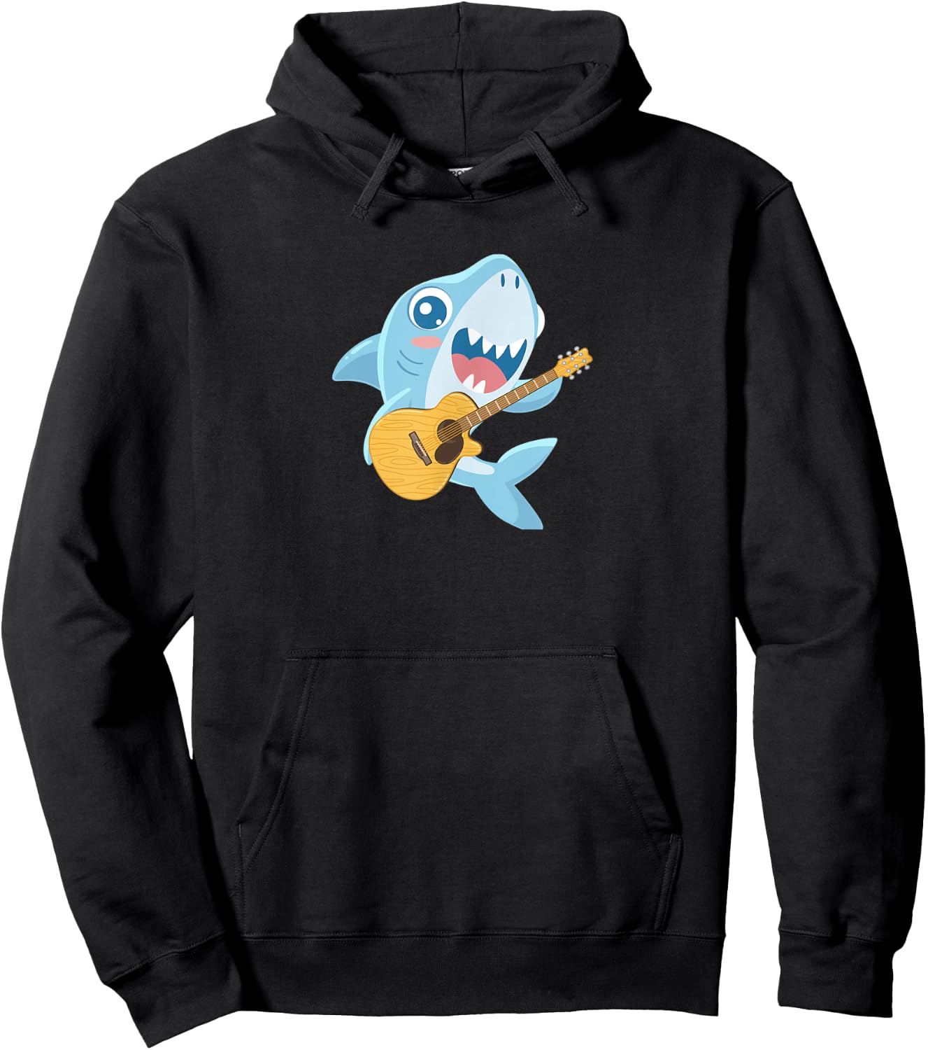 Shark Playing Acoustic Guitar Musical Fans Band Fish Lover Hoodie - Hoodie | Black