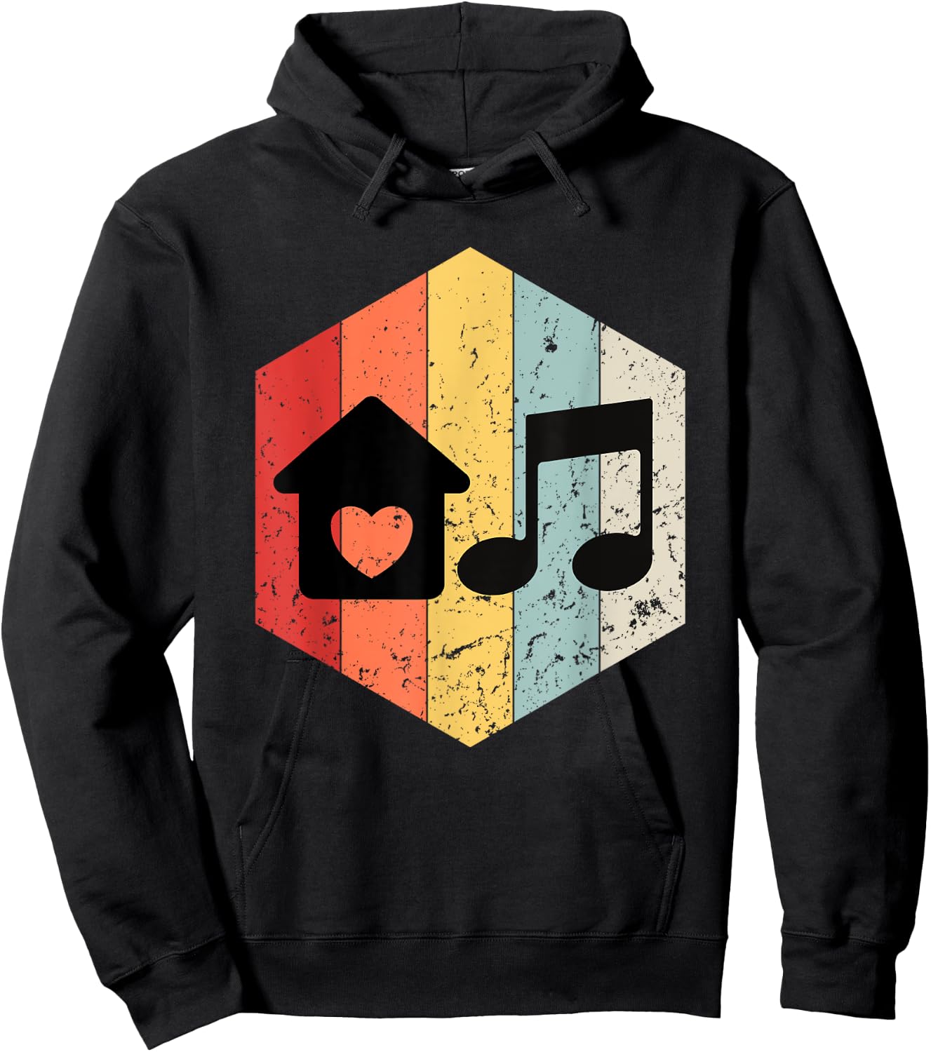 Retro House Music Vintage Graphic Boys Women Kids Hoodie - Hoodie | Black