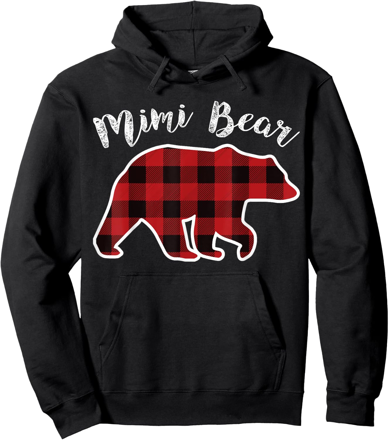 MIMI BEAR | Women Red Plaid Christmas Pajama Gift Hoodie - Hoodie | Black