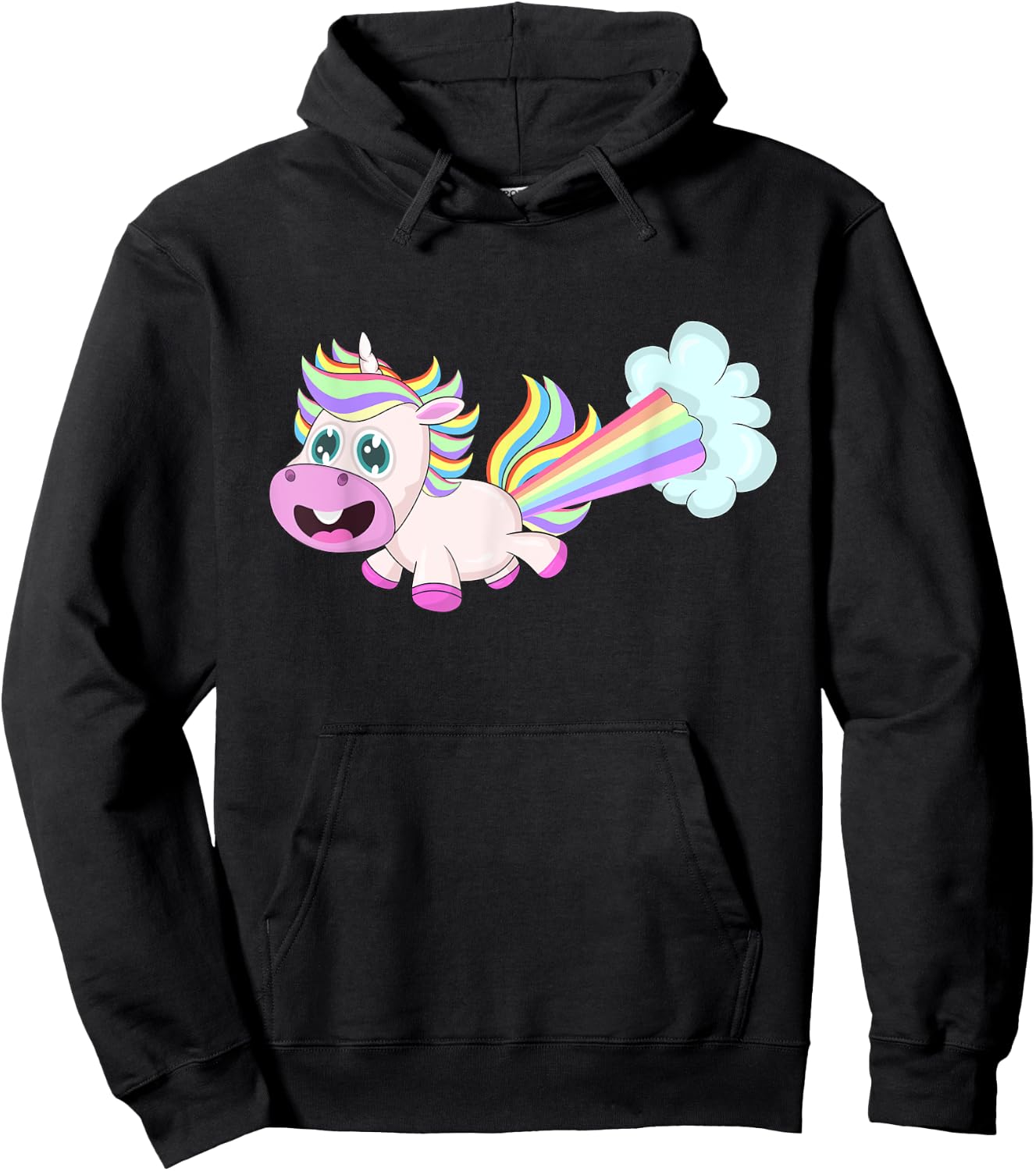 Unicorn Farting a Rainbow Hoodie - Hoodie | Black