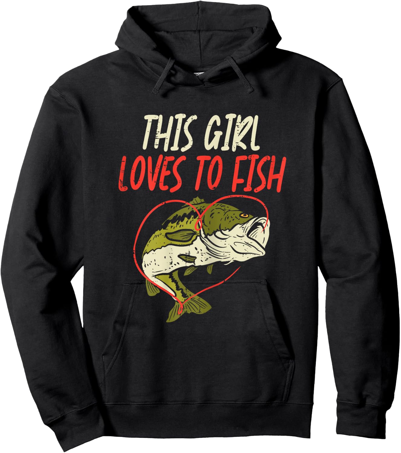 This Girl Loves To Fish Bass Fishing Family Matching Gift Hoodie - Hoodie | Black