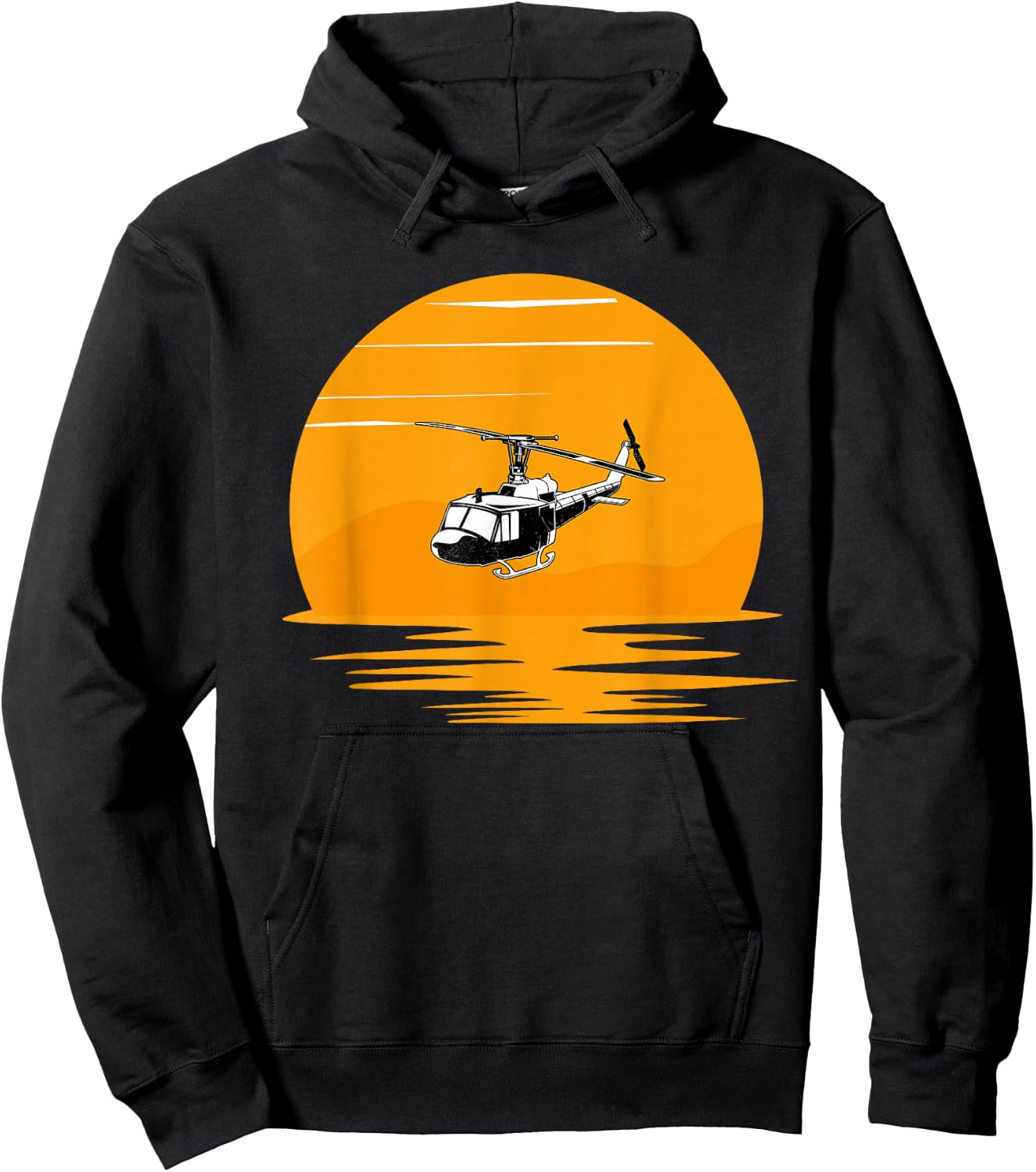 Sunset UH-1 Huey Helicopter Lover Gift Pilot Women Men Hoodie - Hoodie | Black