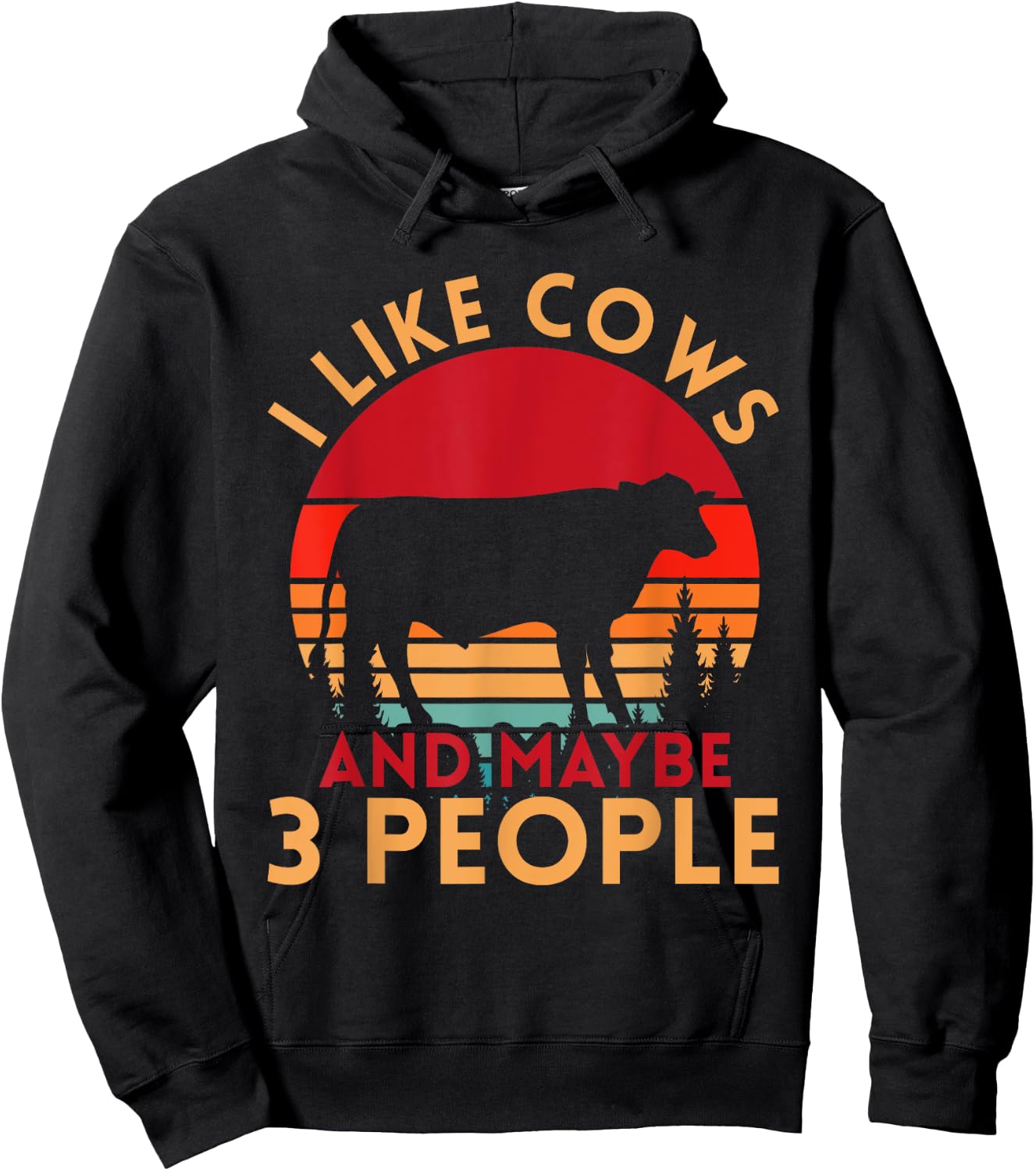 Funny Farmer Gift I Like Cows And Maybe 3 People Cow Hoodie - Hoodie | Black