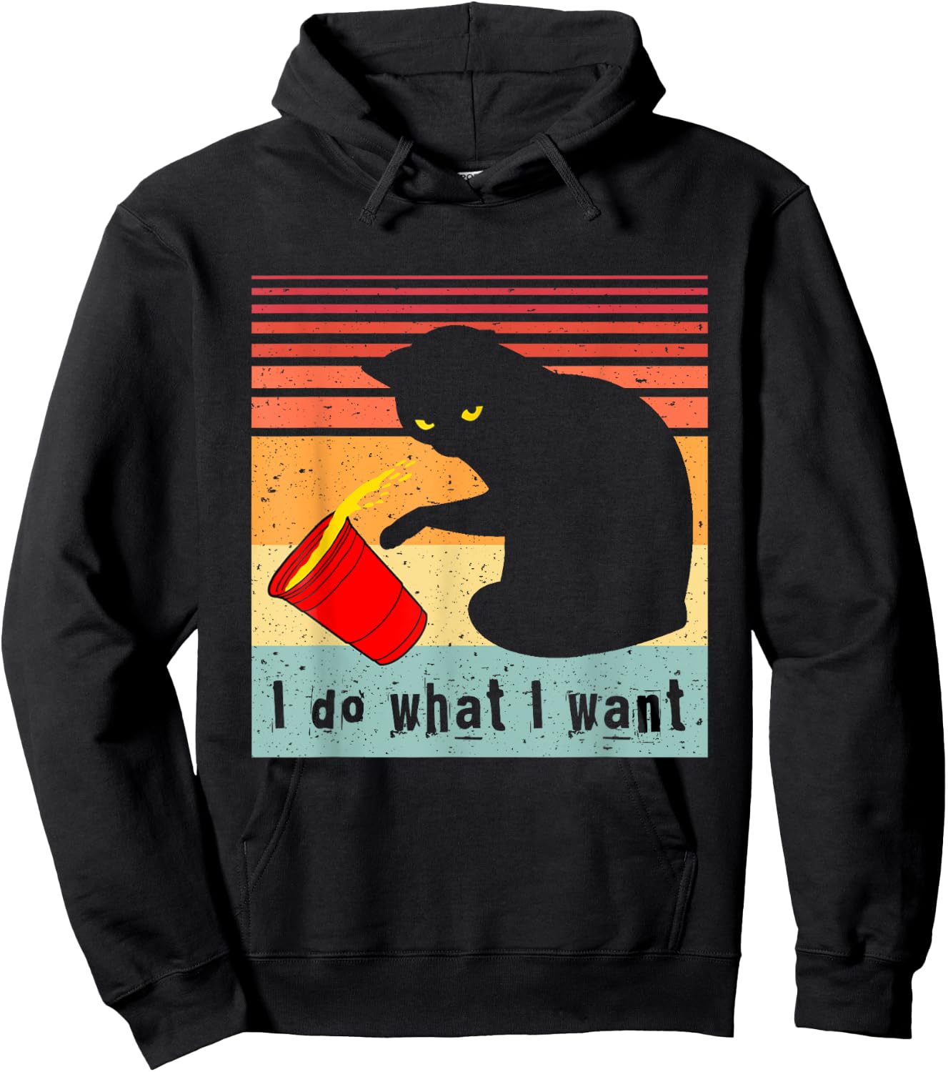 Do What I Want Vintage Black Cat Red Cup Funny My Cat Hoodie - Hoodie | Black